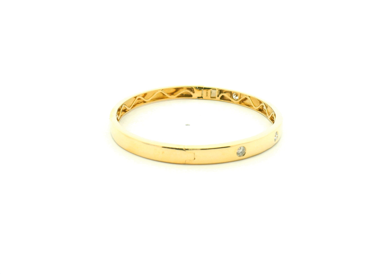 Yellow Diamond Flush Set Hinged Bangle Bracelet