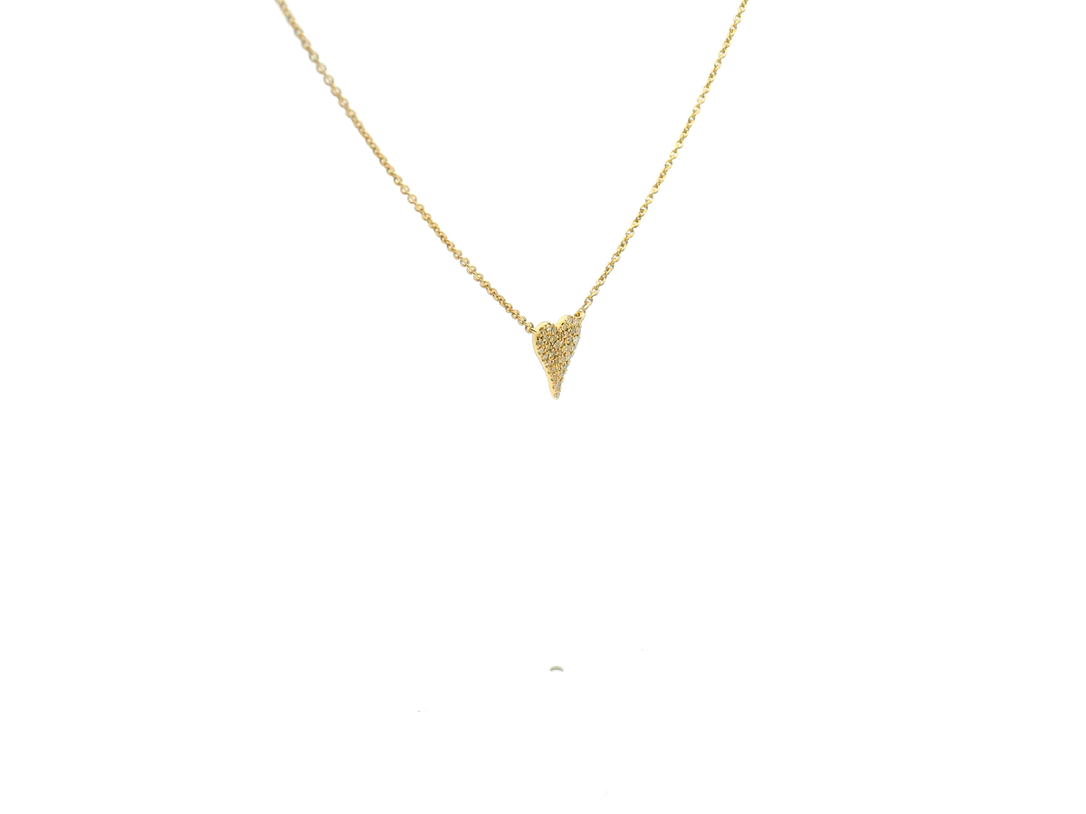 Yellow Pavé Diamond Petite Elongated Heart Pendant Necklace