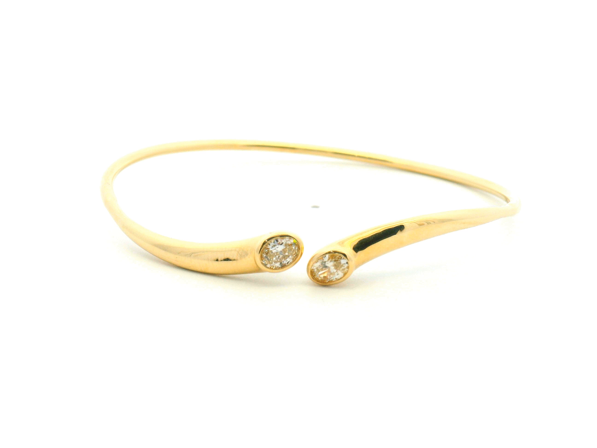 Diamond Bypass Open Bangle Bracelet
