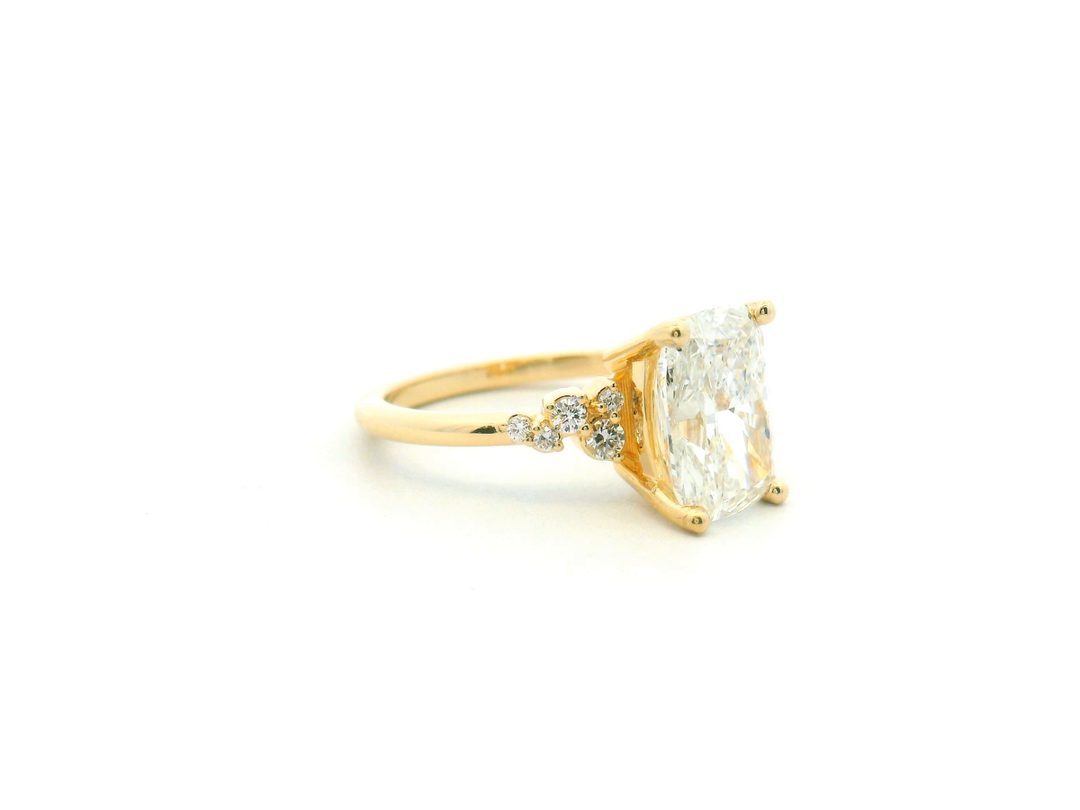 Elongated Cushion Scatter Engagement Ring