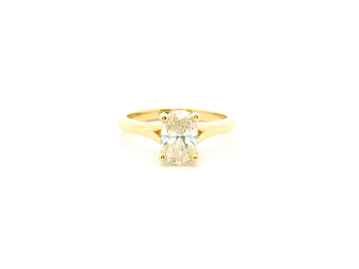 Oval Split Shank Solitaire Engagement Ring
