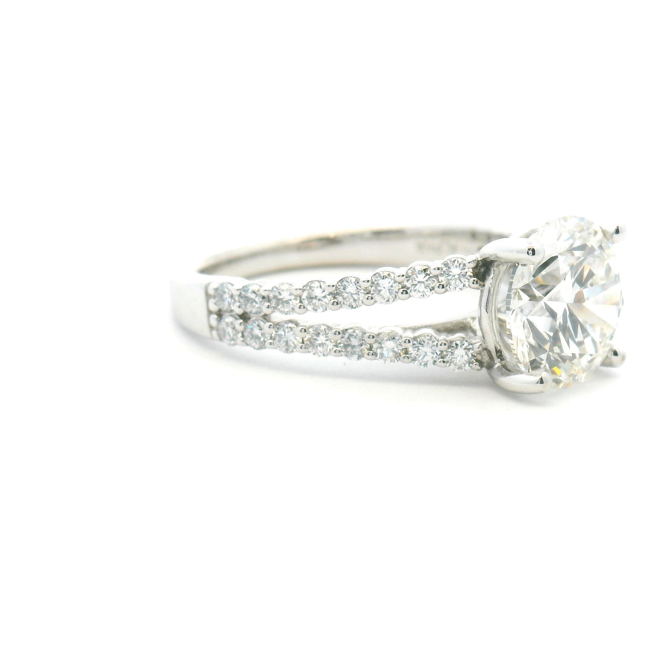 Accented Split Shank Round Diamond Engagement Ring