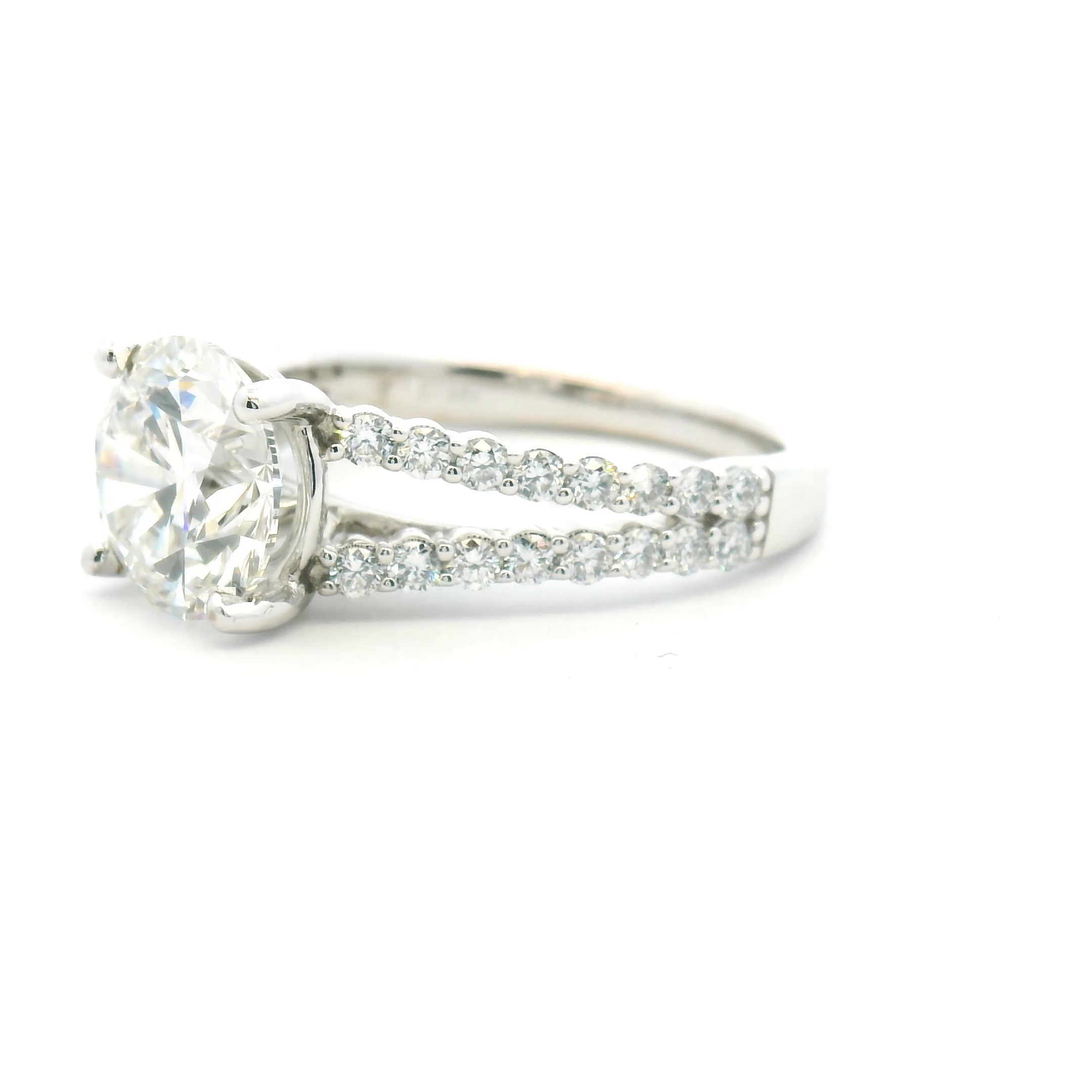 Accented Split Shank Round Diamond Engagement Ring