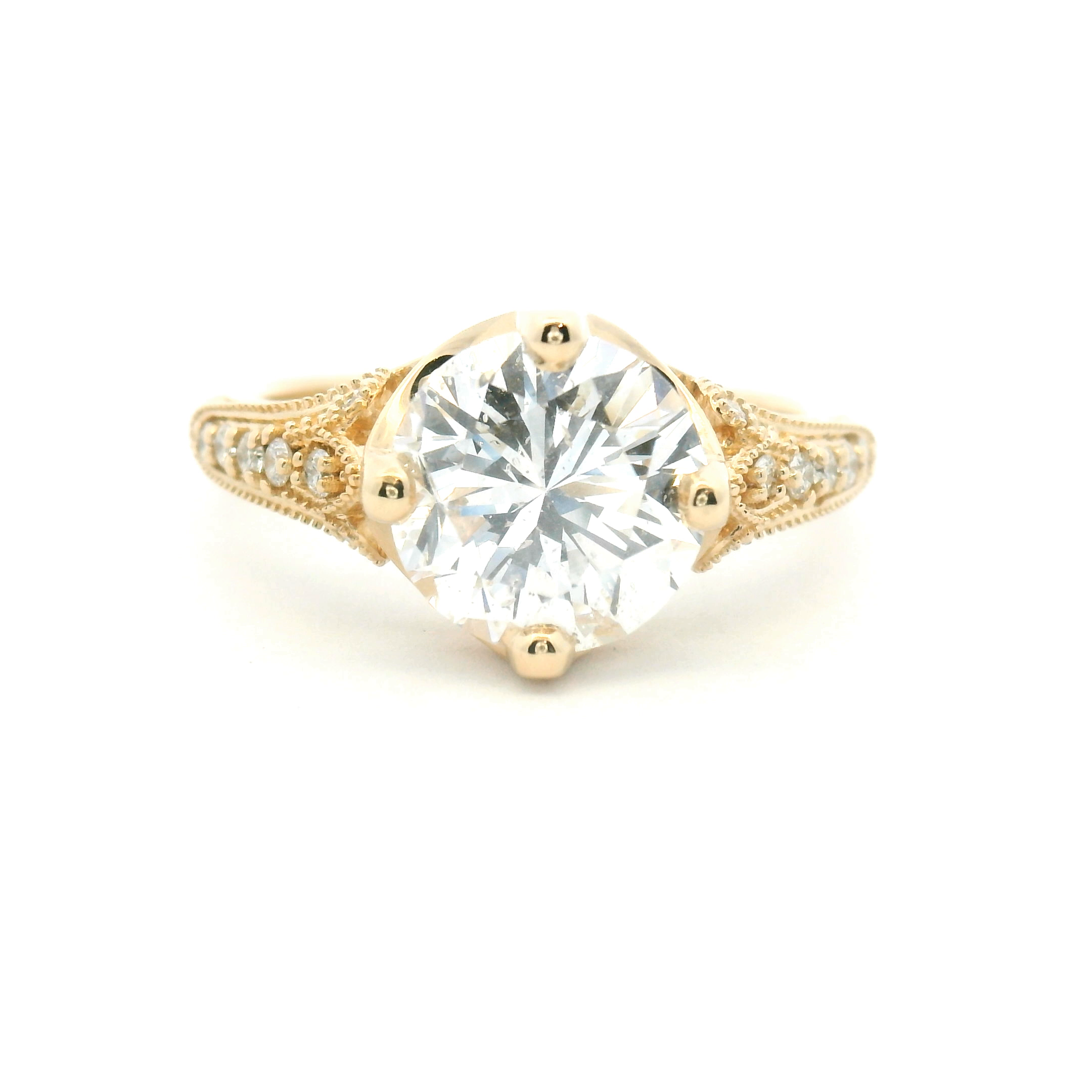 Antique Style Round Diamond Engagement Ring