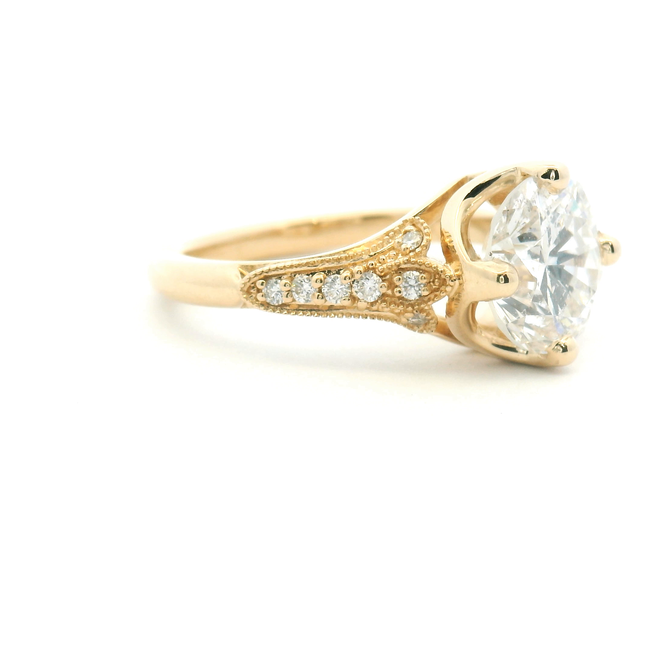 Antique Style Round Diamond Engagement Ring