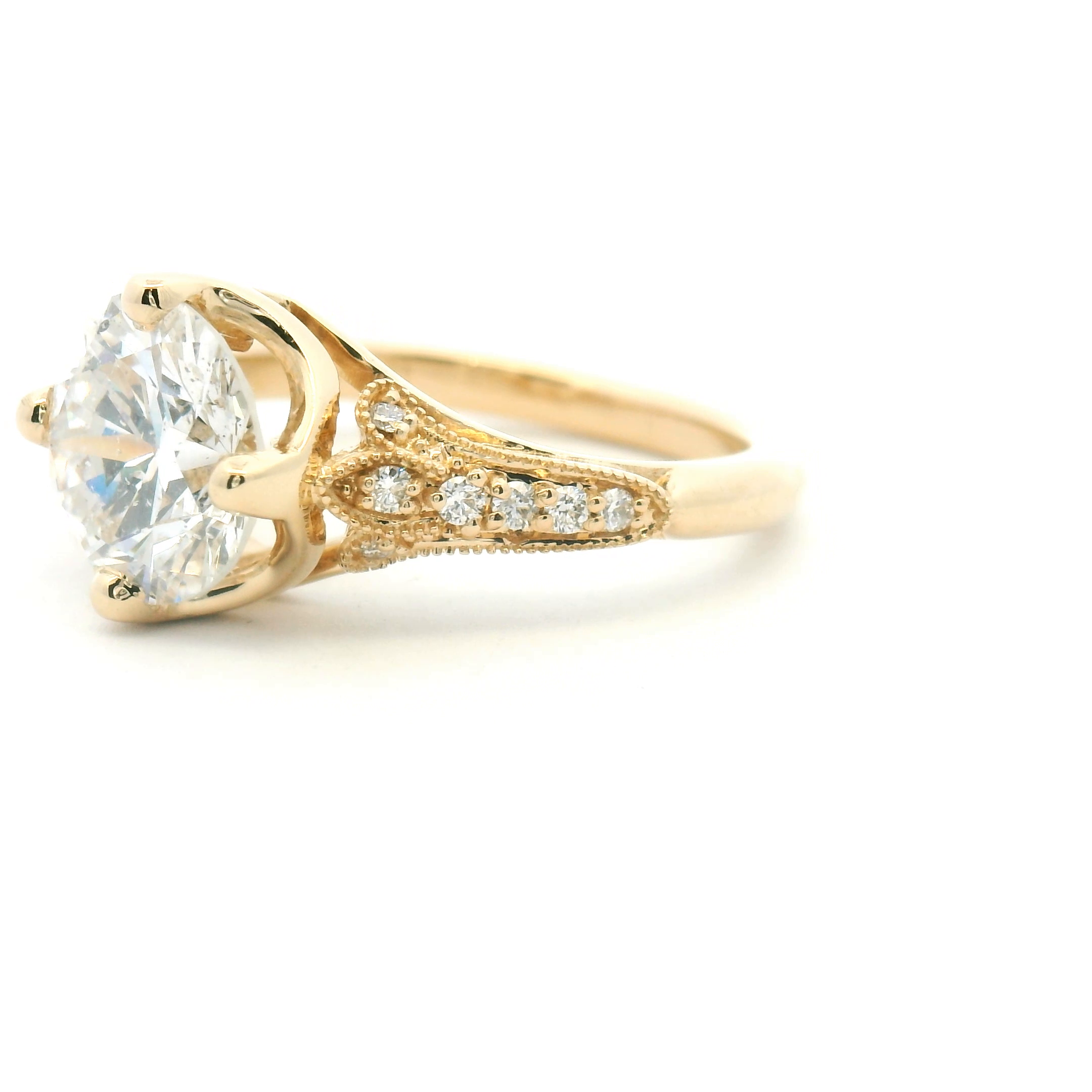Antique Style Round Diamond Engagement Ring