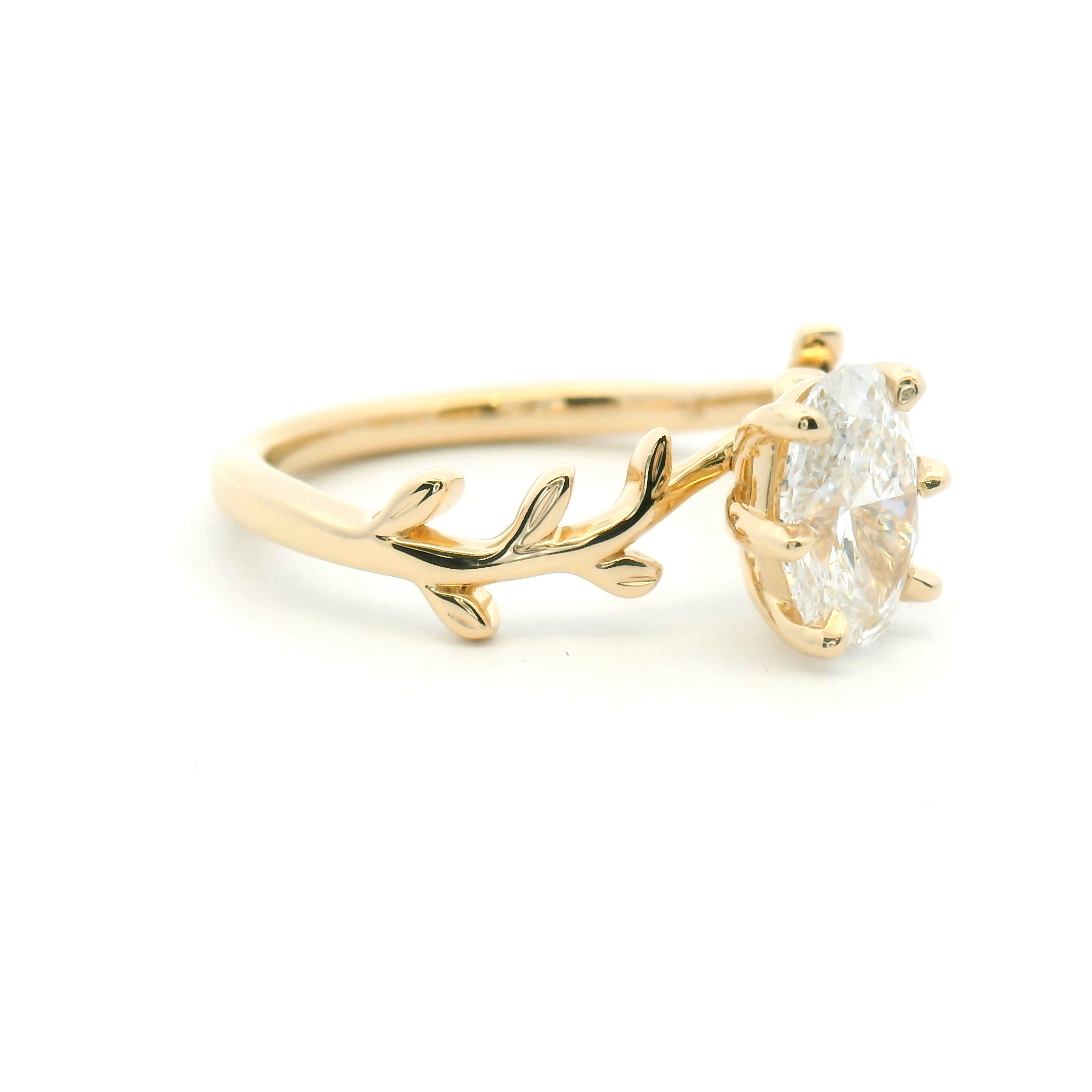 Floral Inspired Oval Diamond Engagement Ring