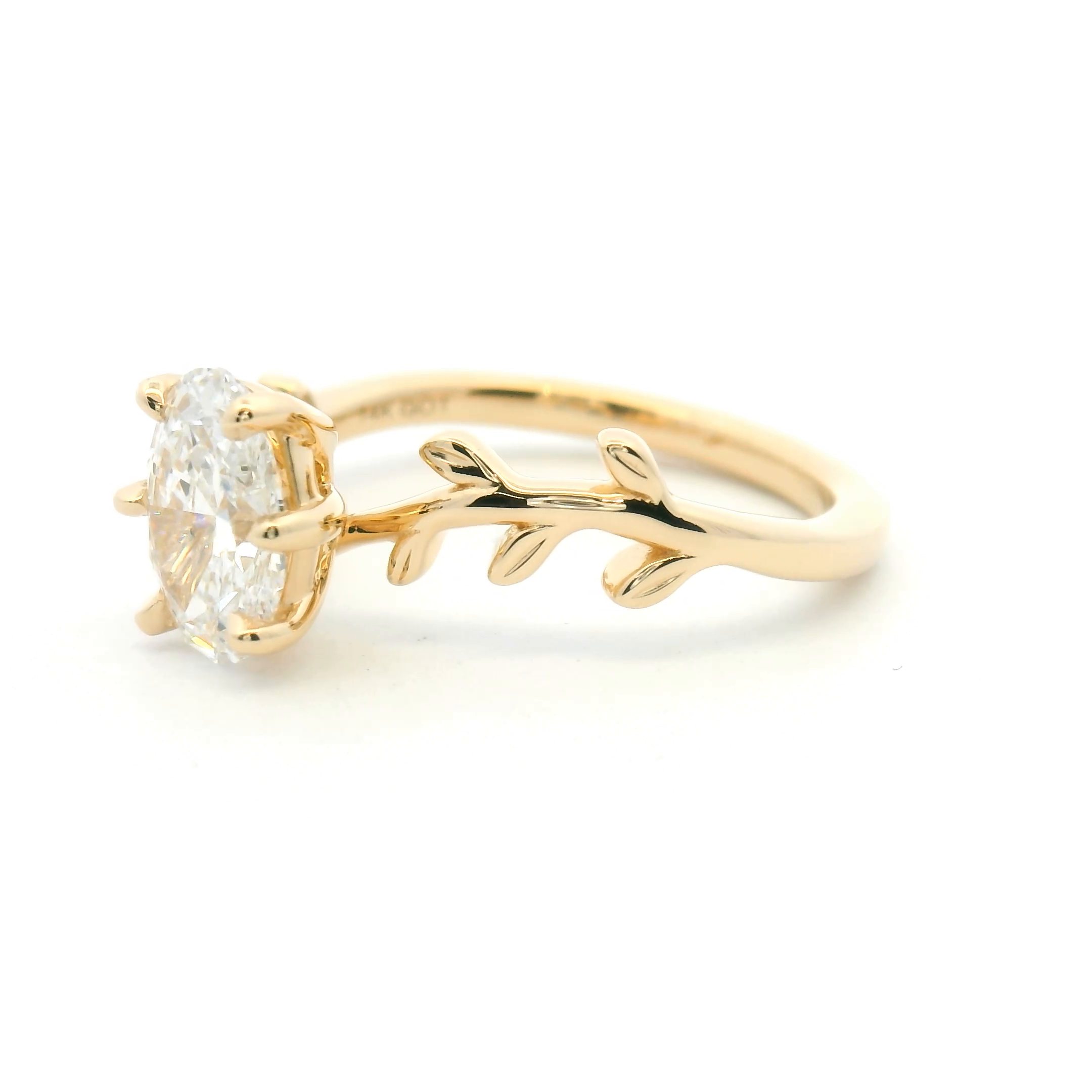 Floral Inspired Oval Diamond Engagement Ring