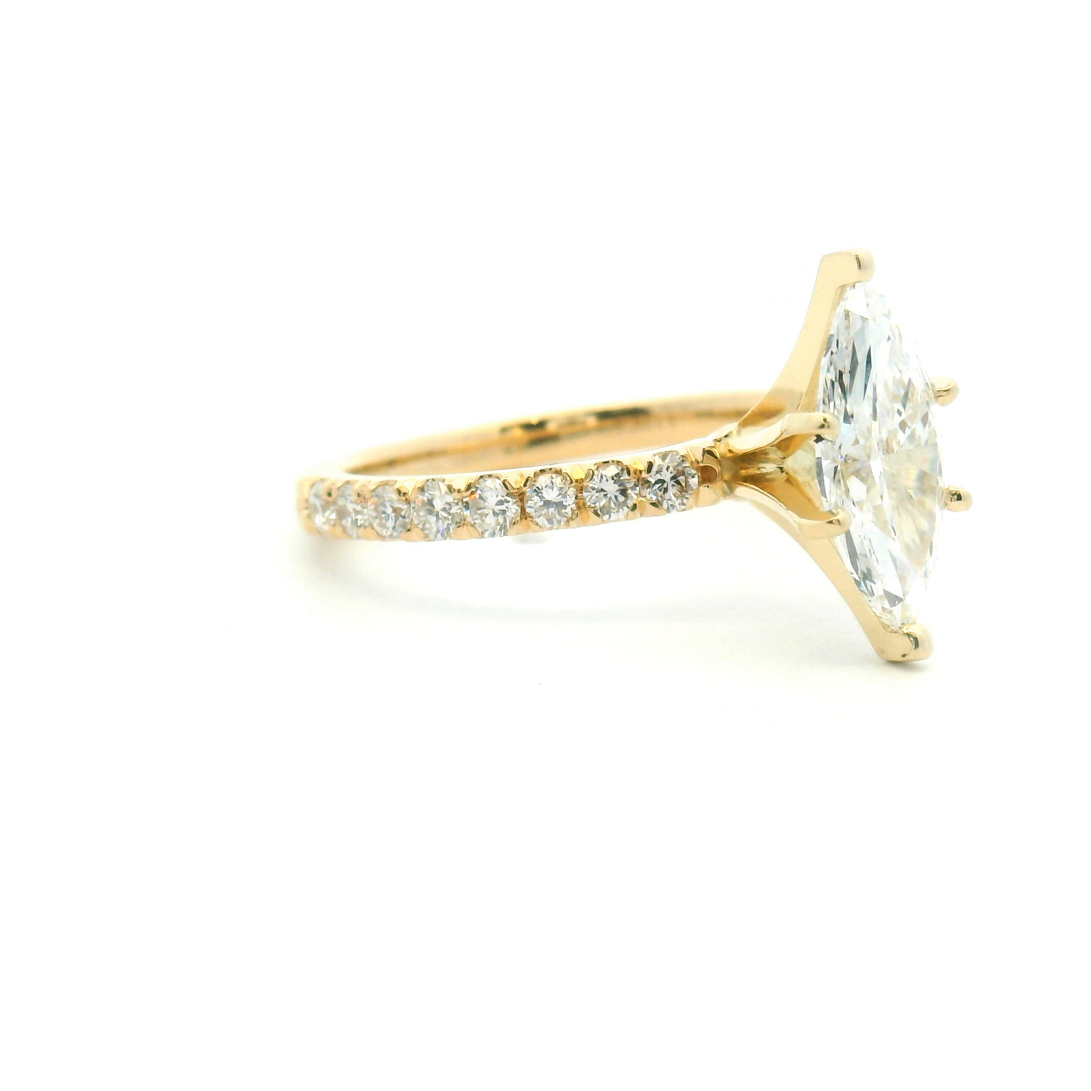 Accented Marquise Cut Diamond Engagement Ring