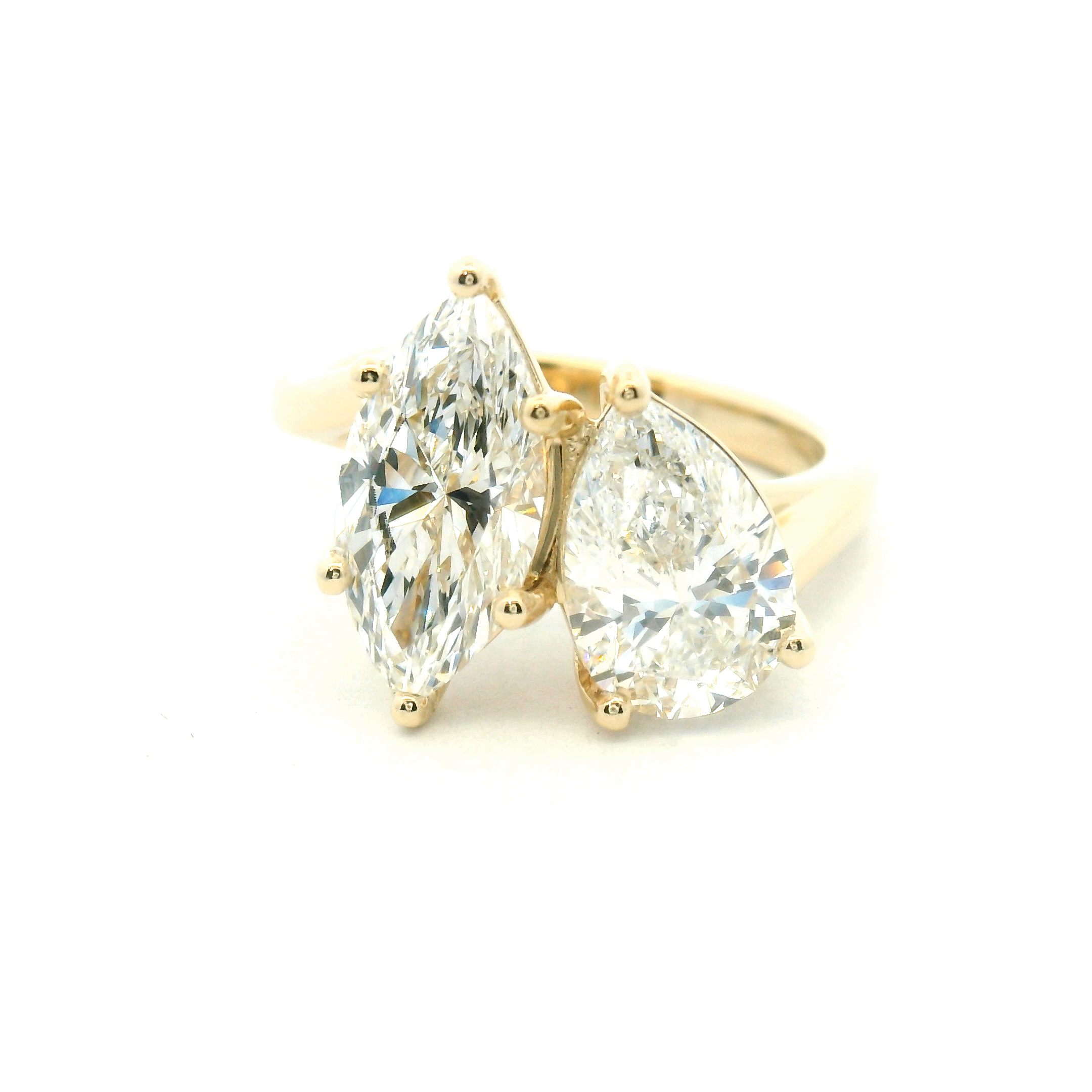 Bypass Style Two Stone Diamond Engagement Ring