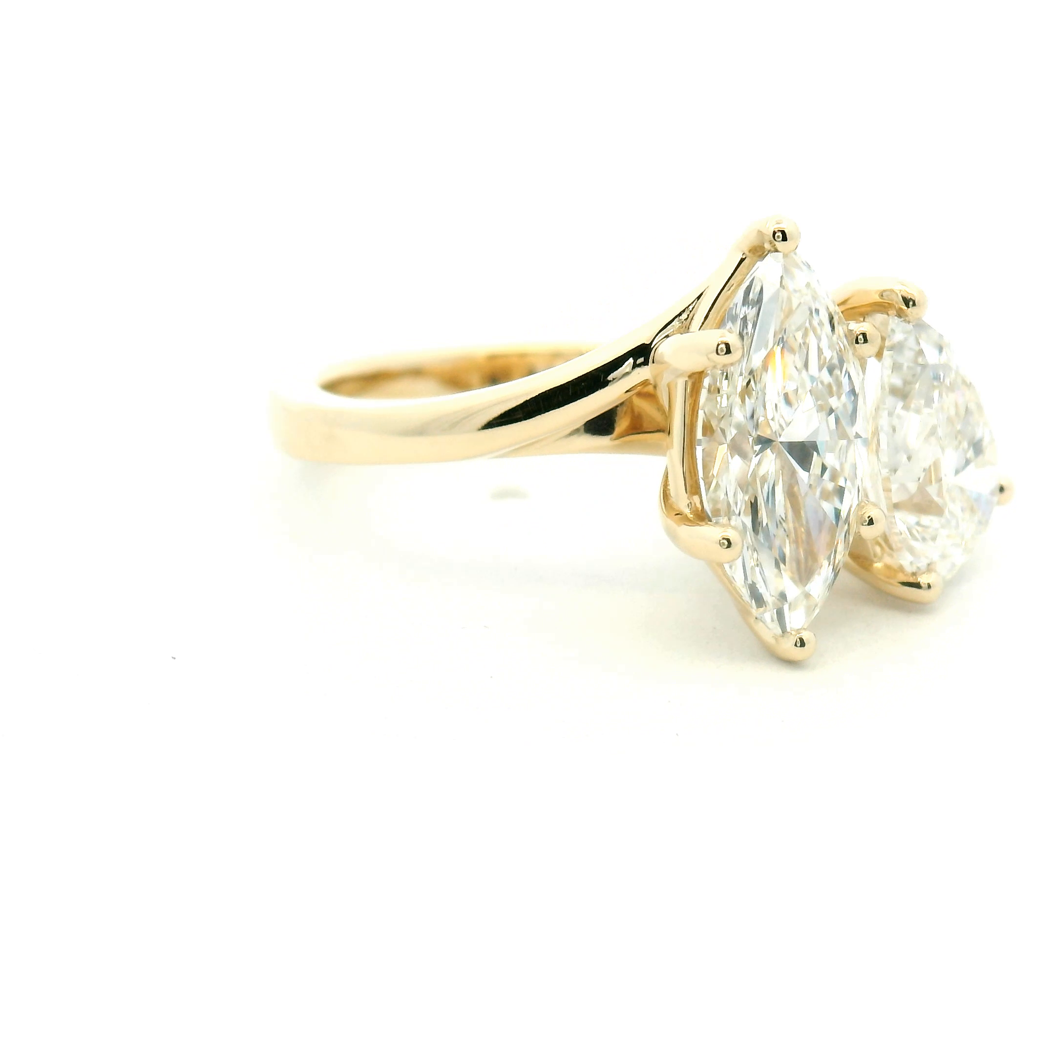 Bypass Style Two Stone Diamond Engagement Ring