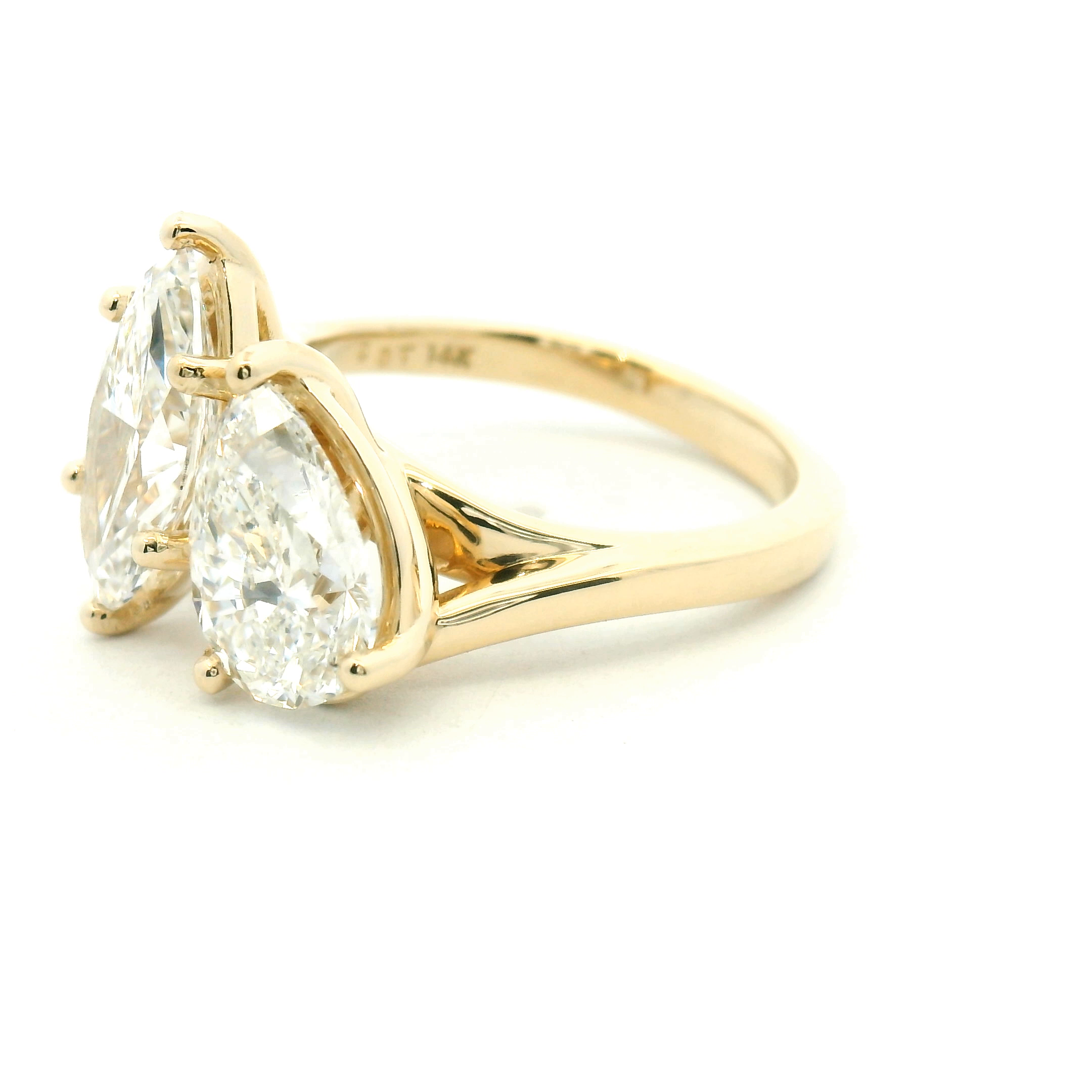 Bypass Style Two Stone Diamond Engagement Ring