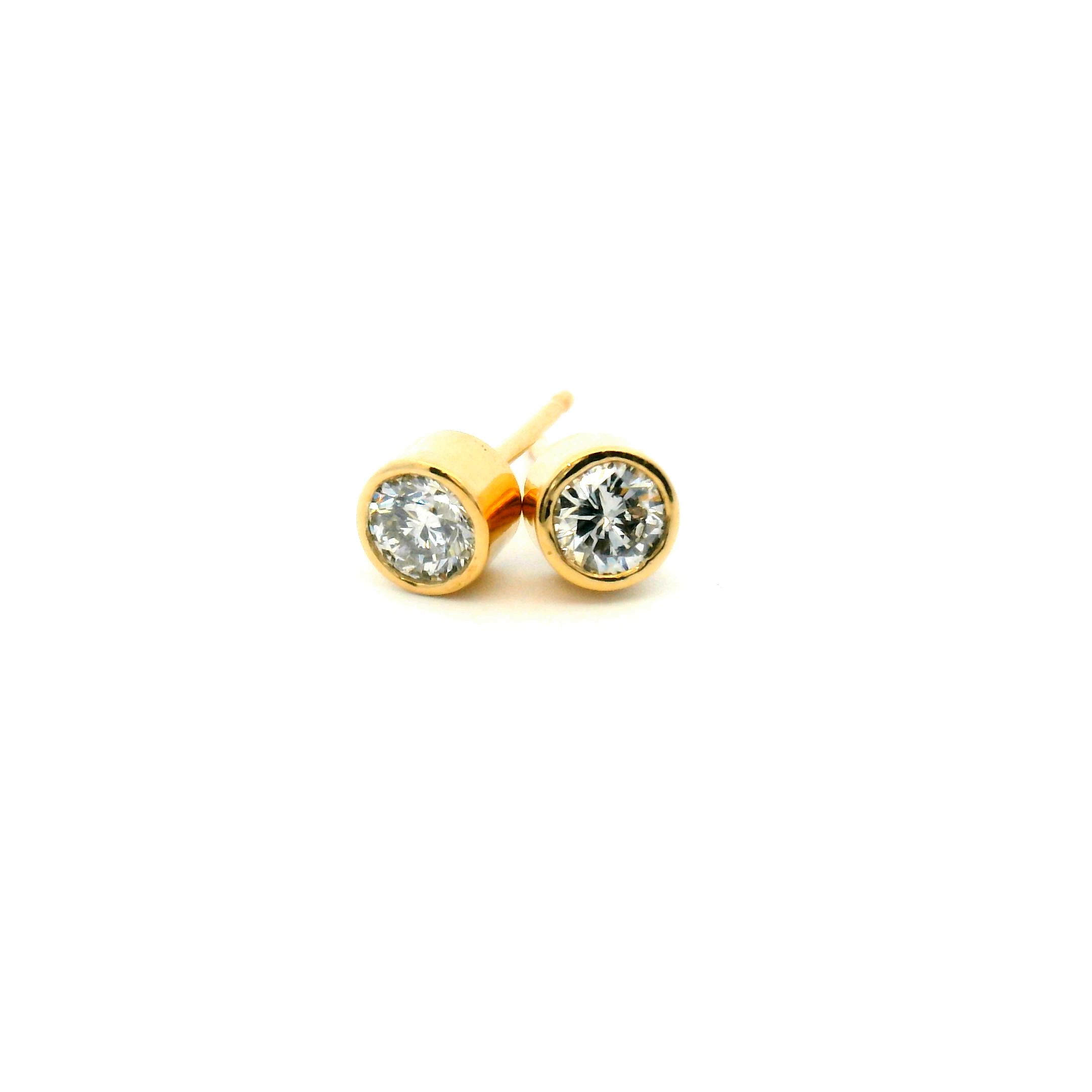 Round Diamond Bezel Set Stud Earrings