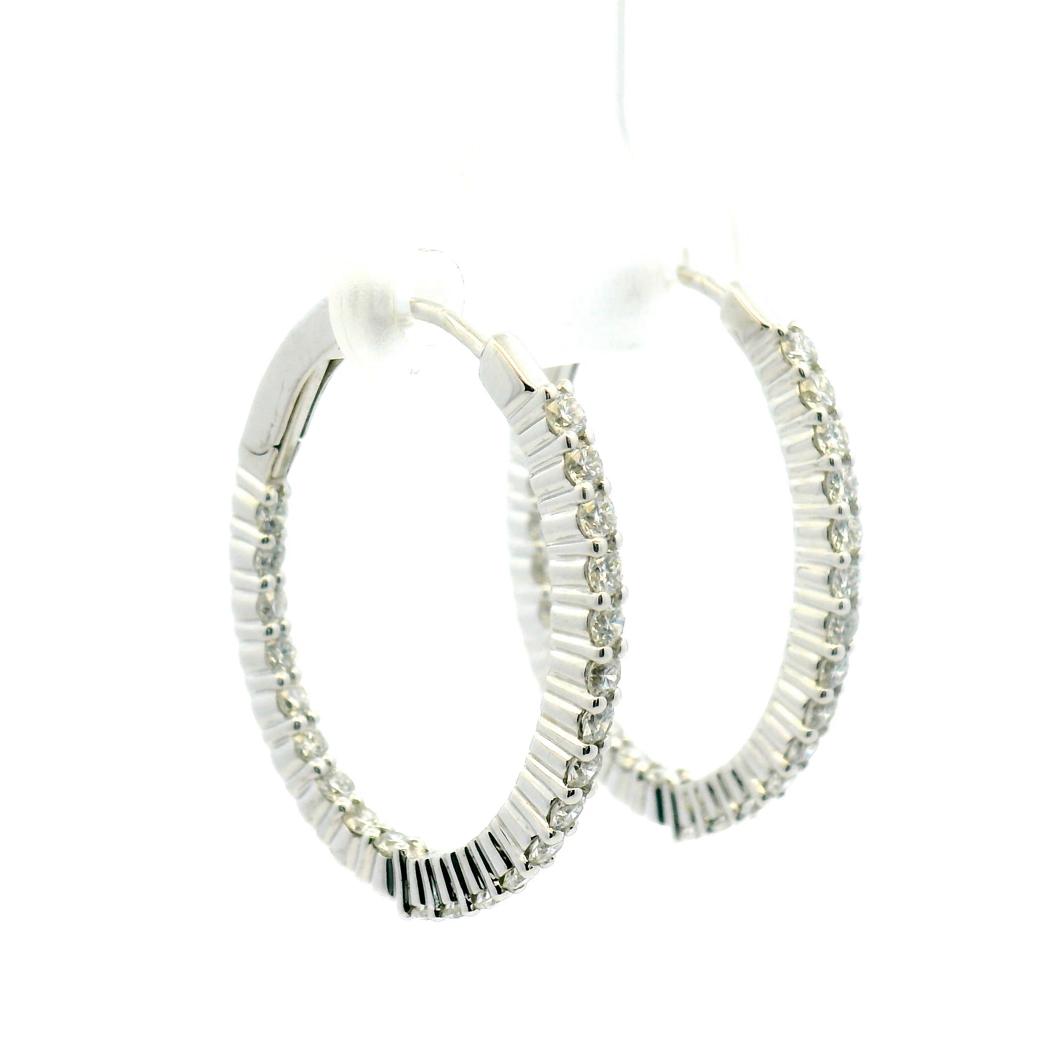 Elongated Inside-Out Diamond Hoop Earrings