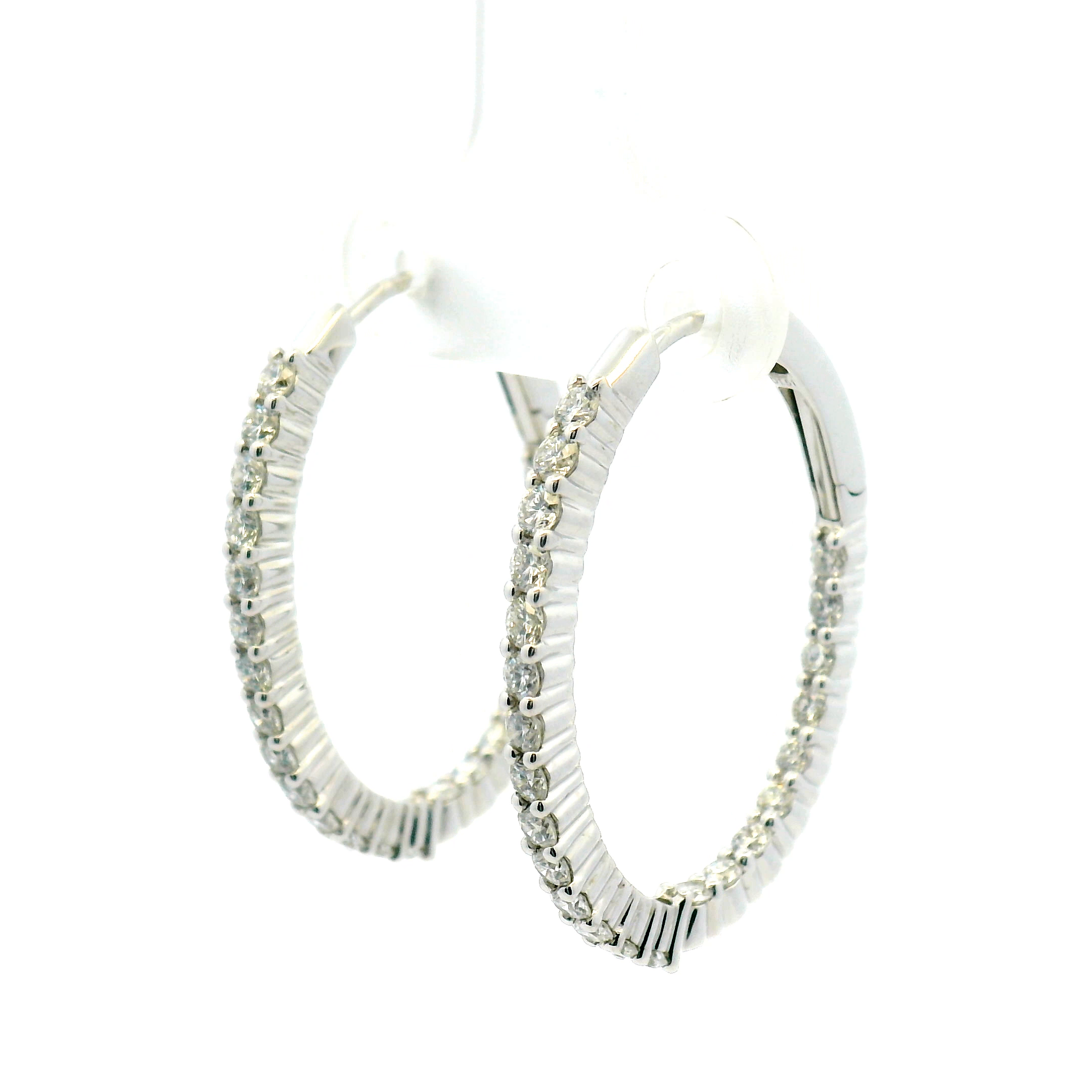 Elongated Inside-Out Diamond Hoop Earrings