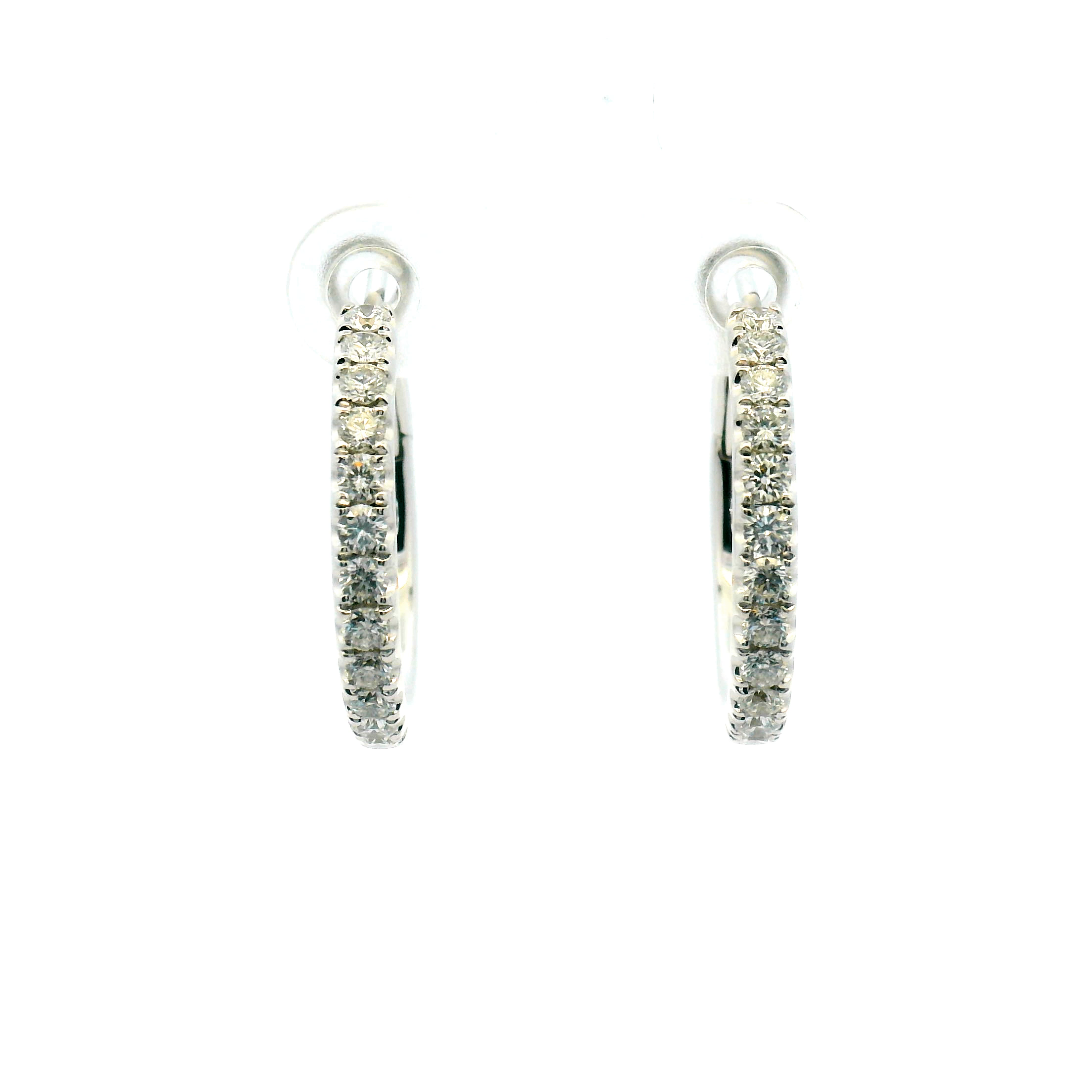 French Set Diamond Hoop Earrings