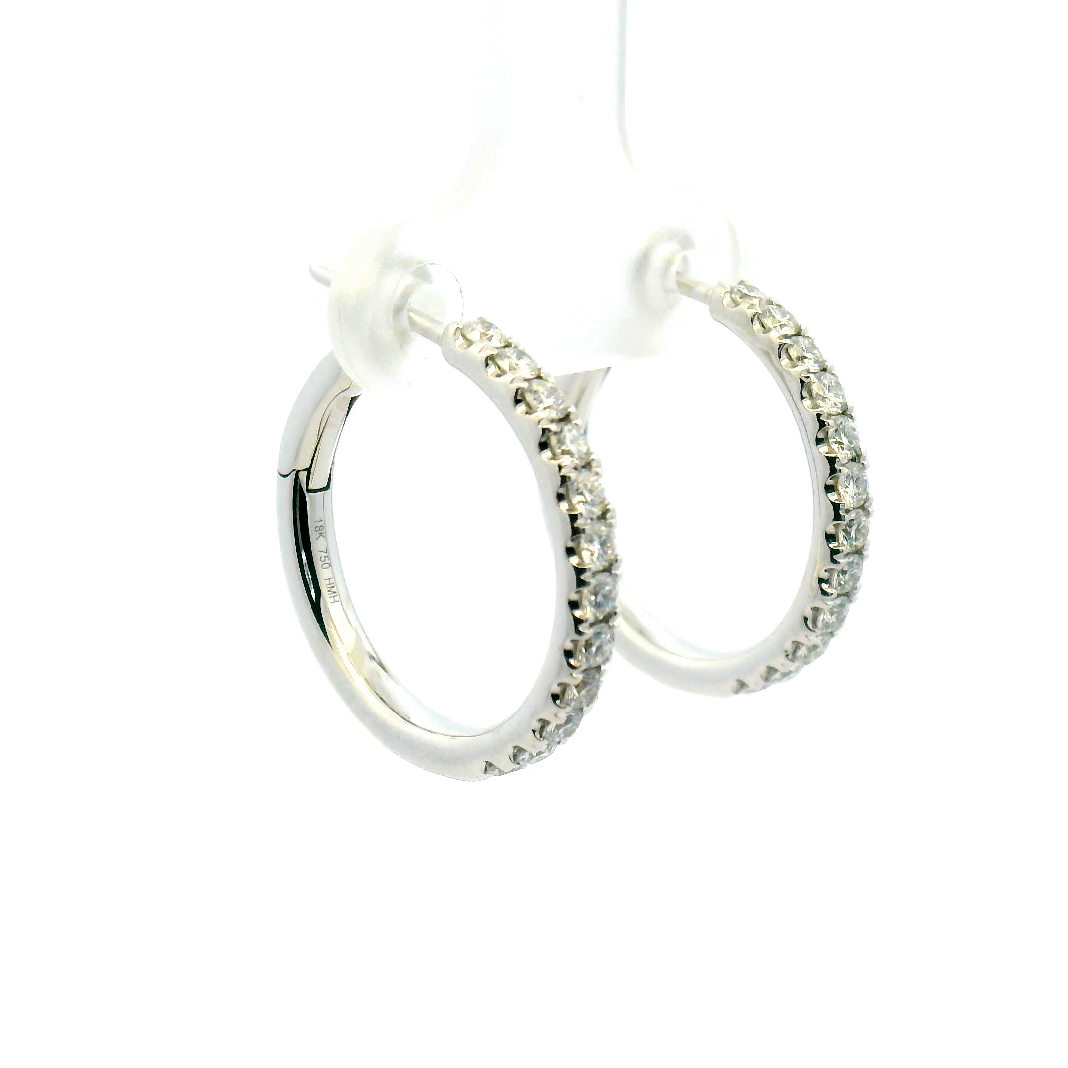 French Set Diamond Hoop Earrings