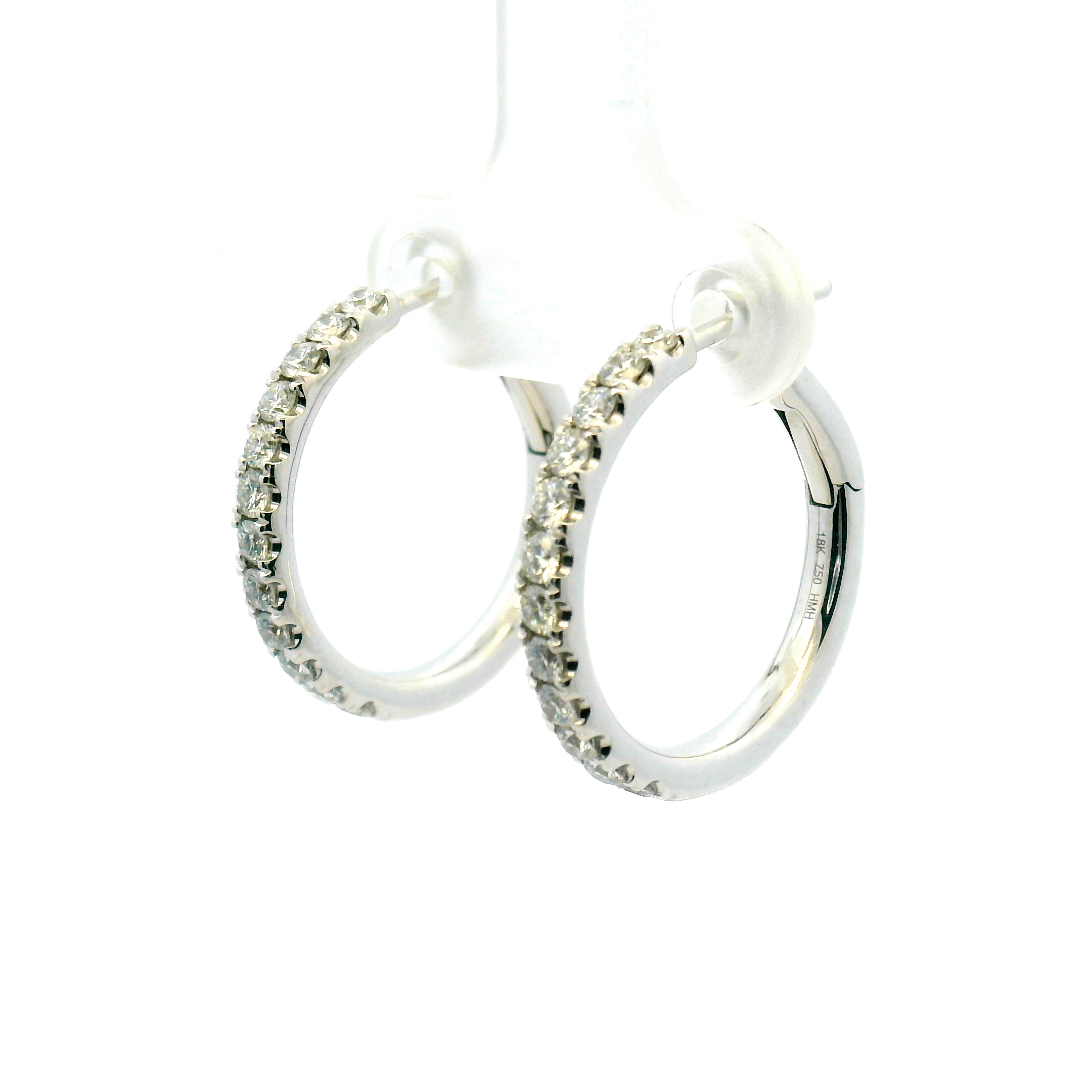French Set Diamond Hoop Earrings