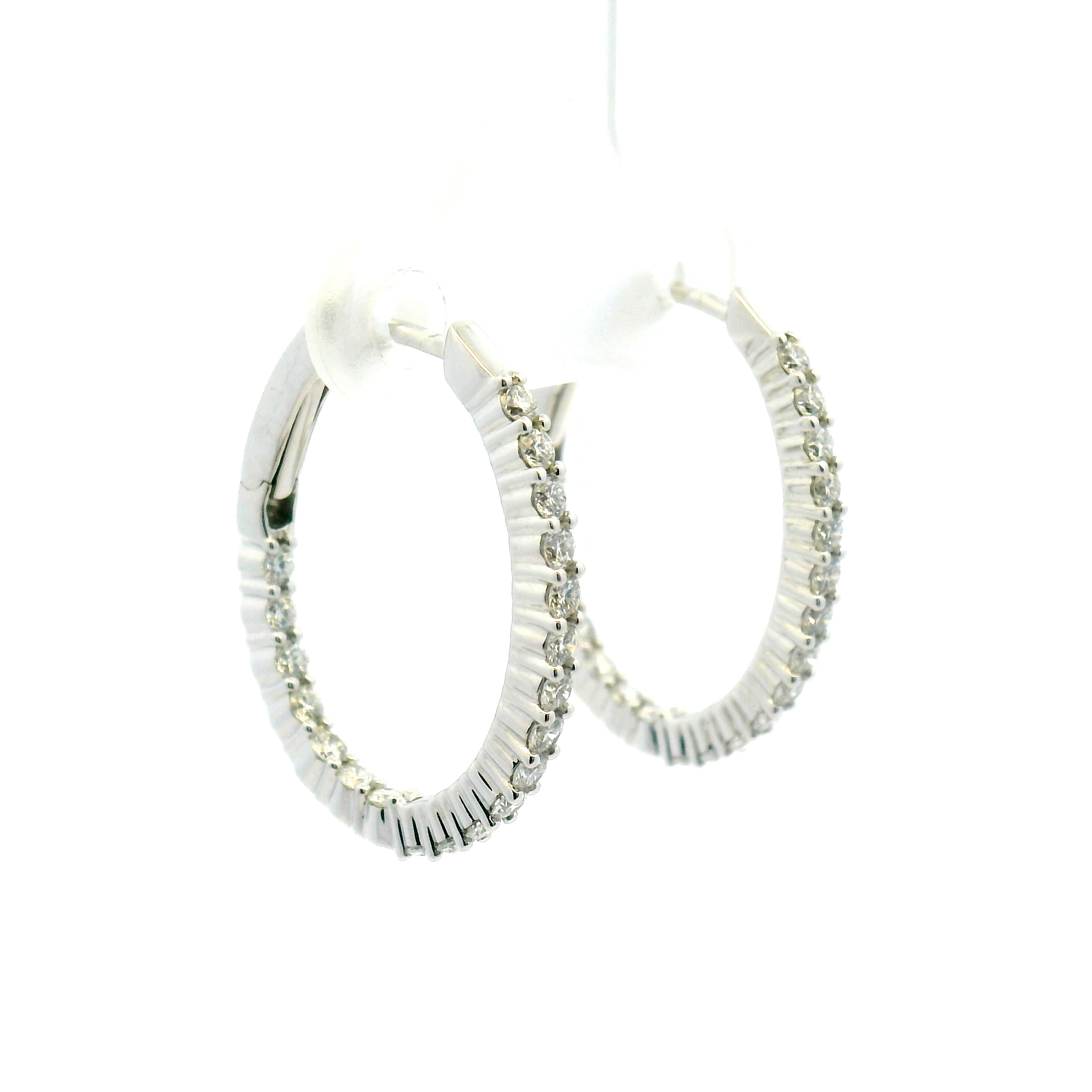 Elongated Inside-Out Diamond Hoop Earrings