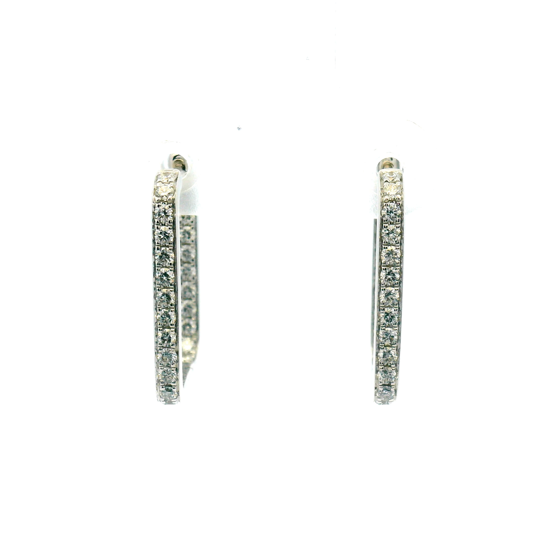 Square Inside-Out Diamond Hoop Earrings