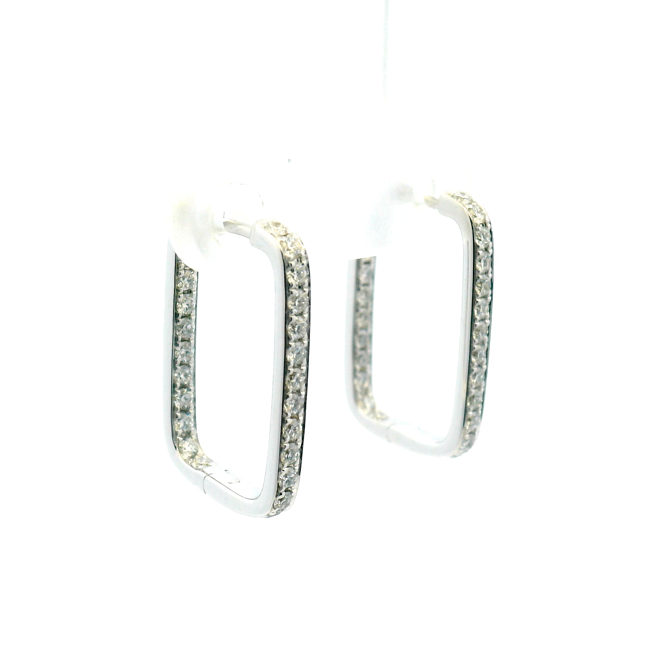 Square Inside-Out Diamond Hoop Earrings