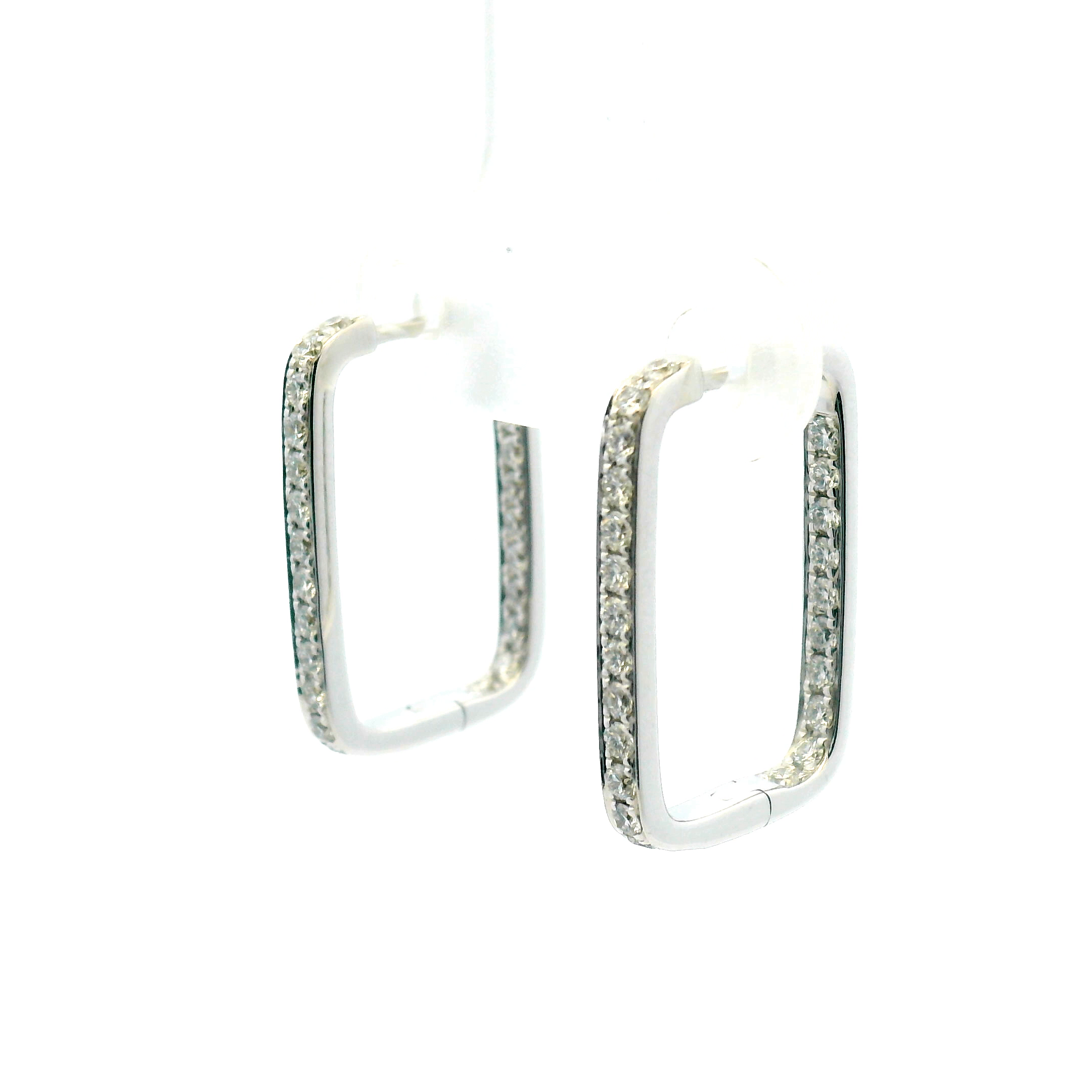Square Inside-Out Diamond Hoop Earrings