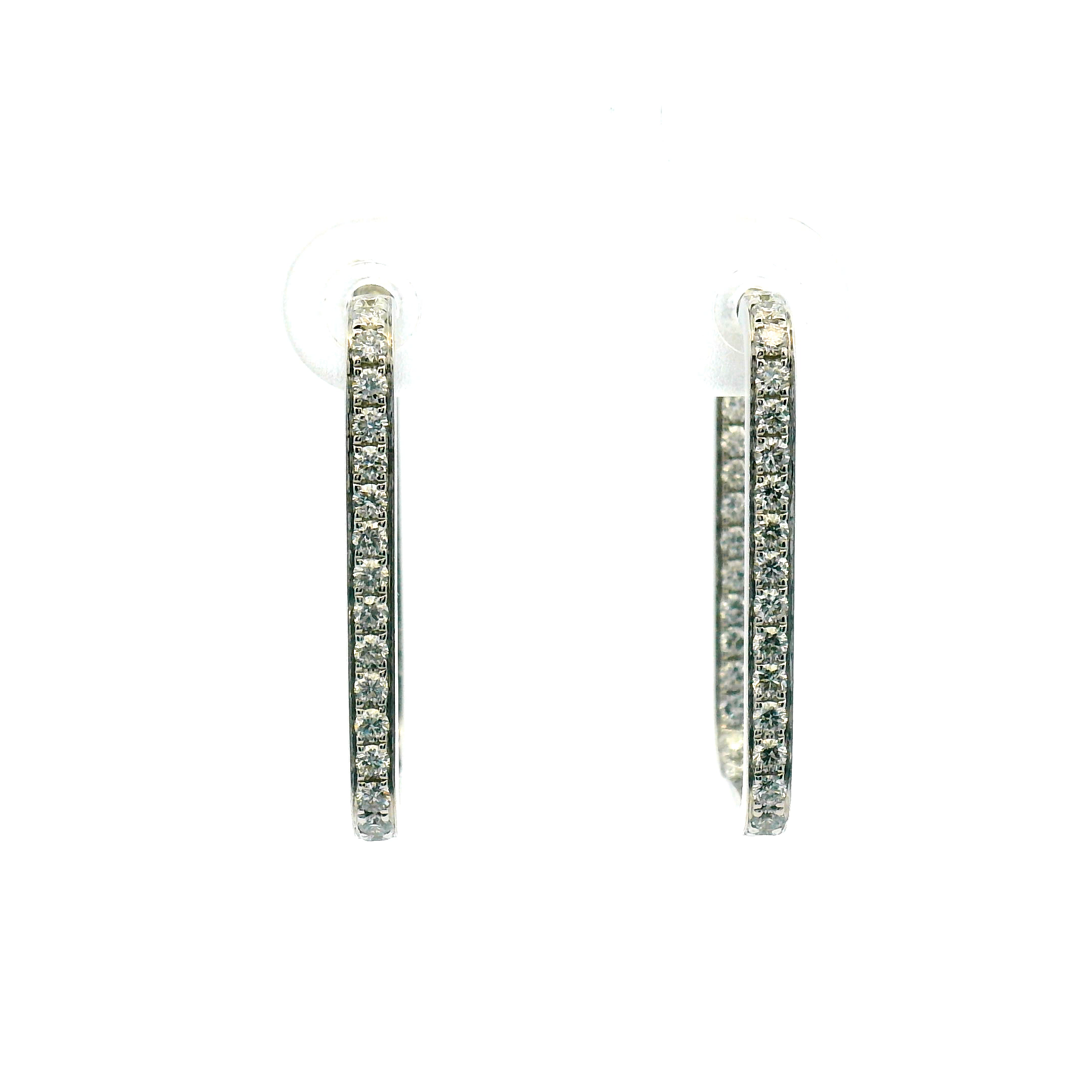 Square Inside-Out Diamond Hoop Earrings
