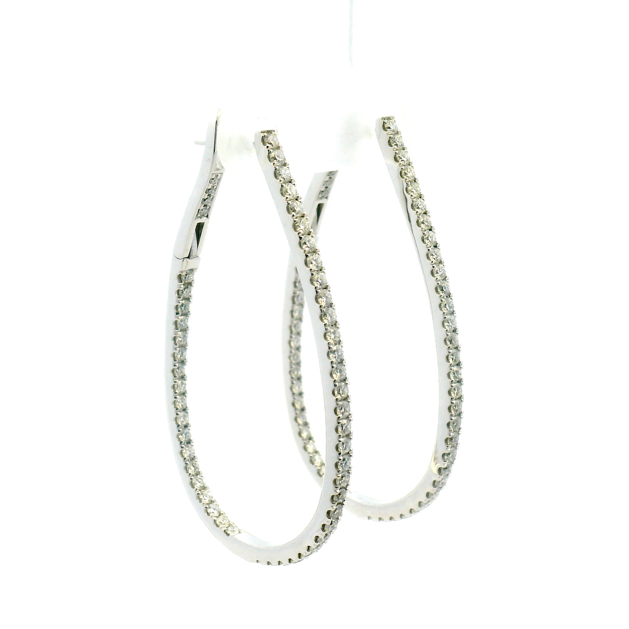 Elongated Inside-Out Diamond Hoop Earrings