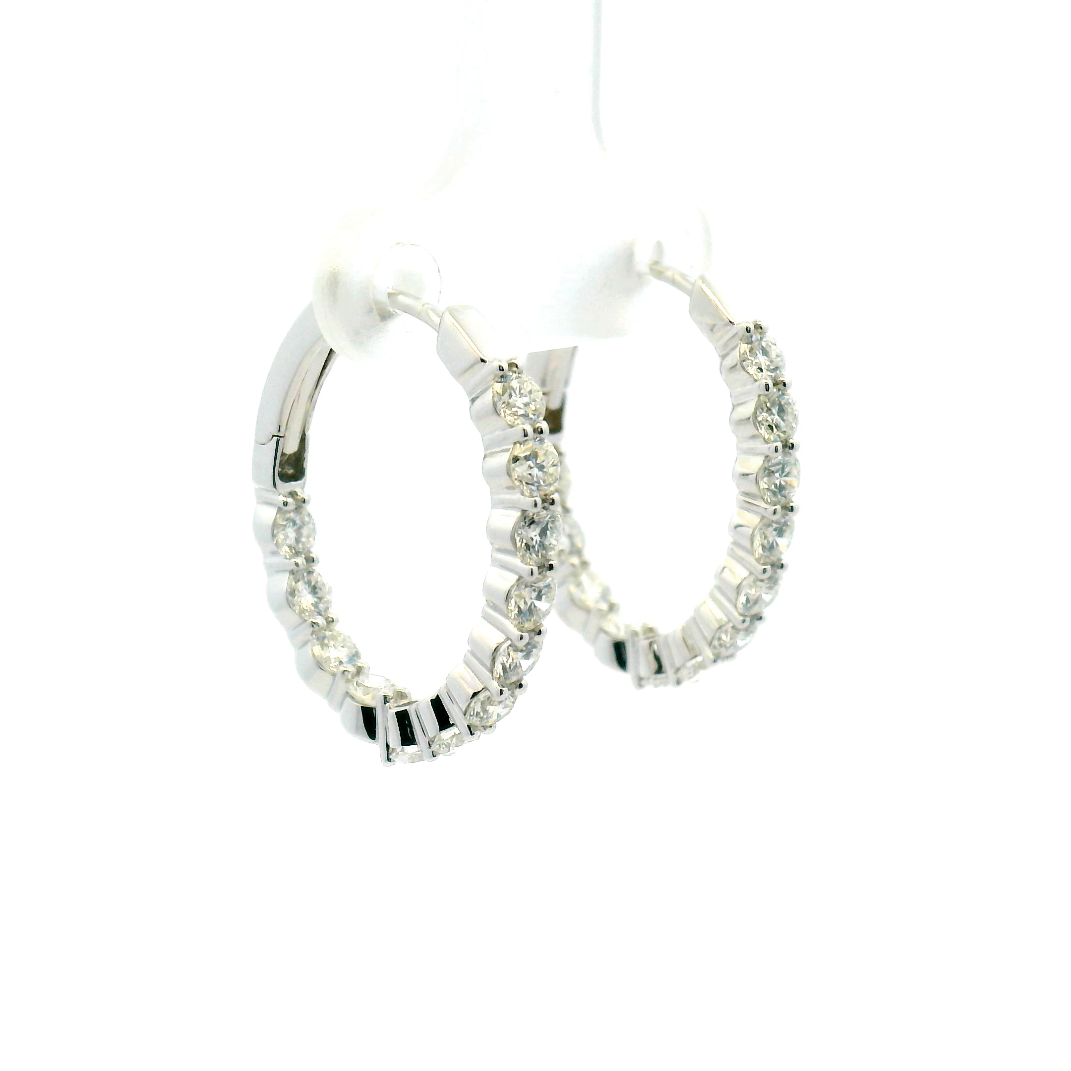 Elongated Inside-Out Diamond Hoop Earrings