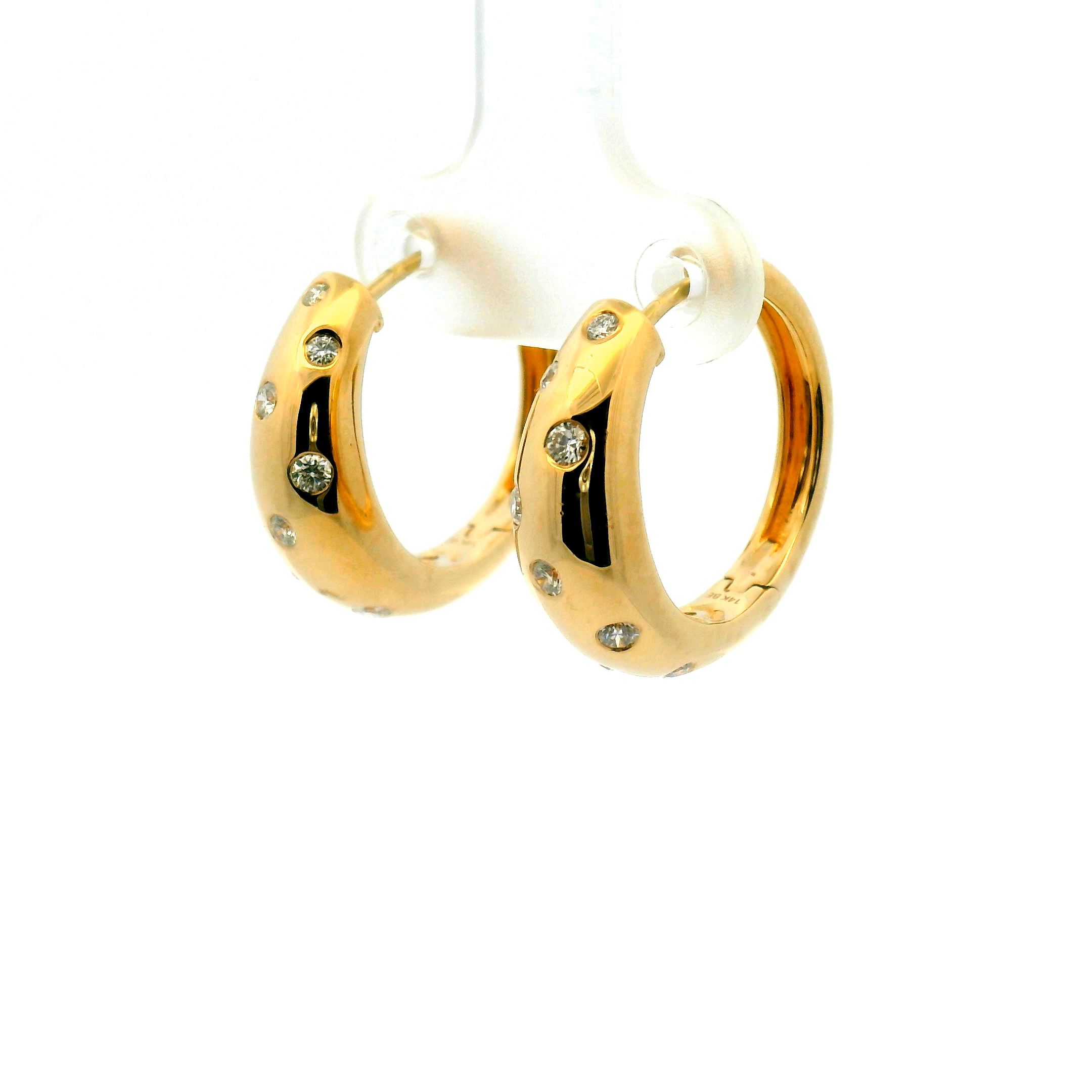 Scattered Flush Set Diamond Hoop Earrings