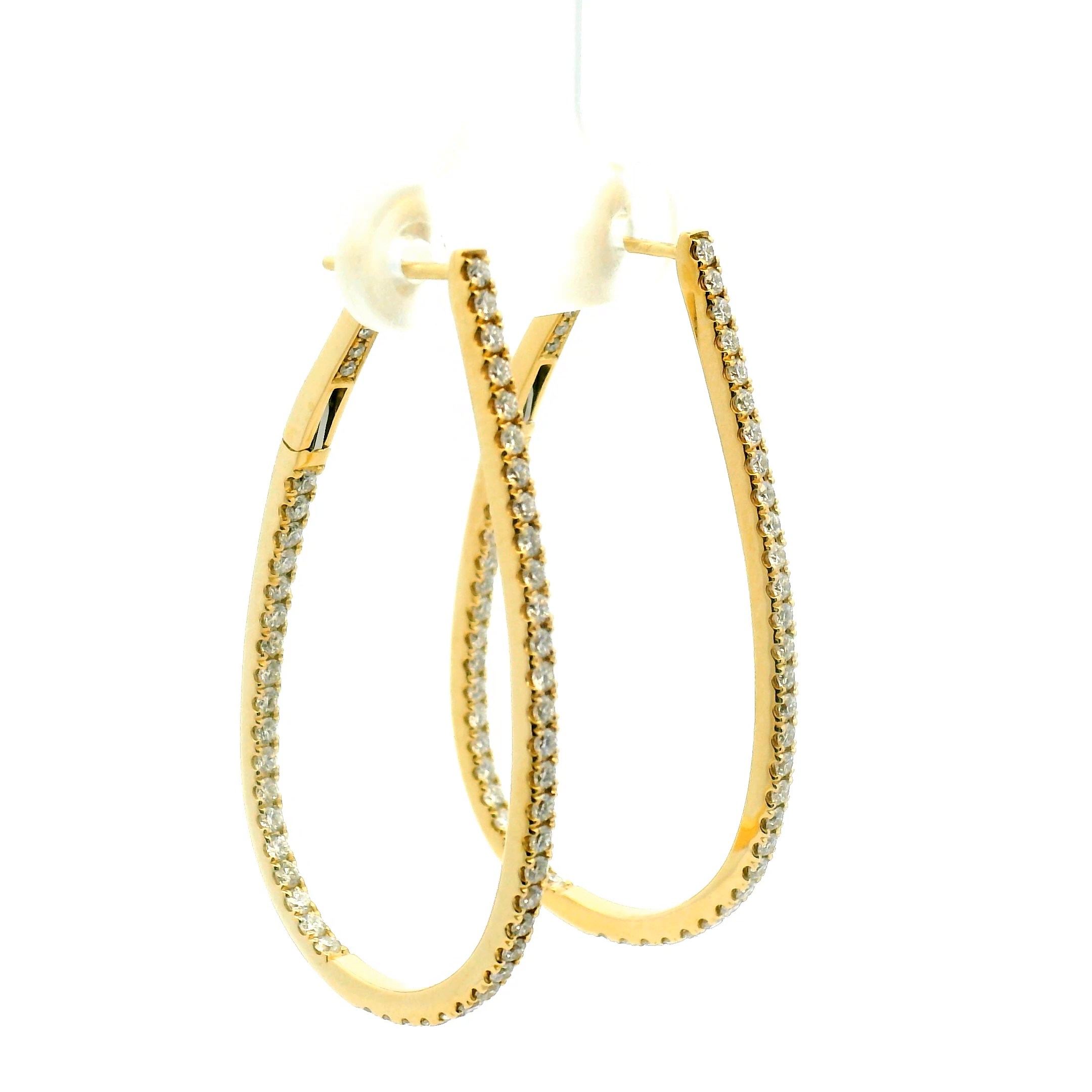 Elongated Inside-Out Diamond Hoop Earrings