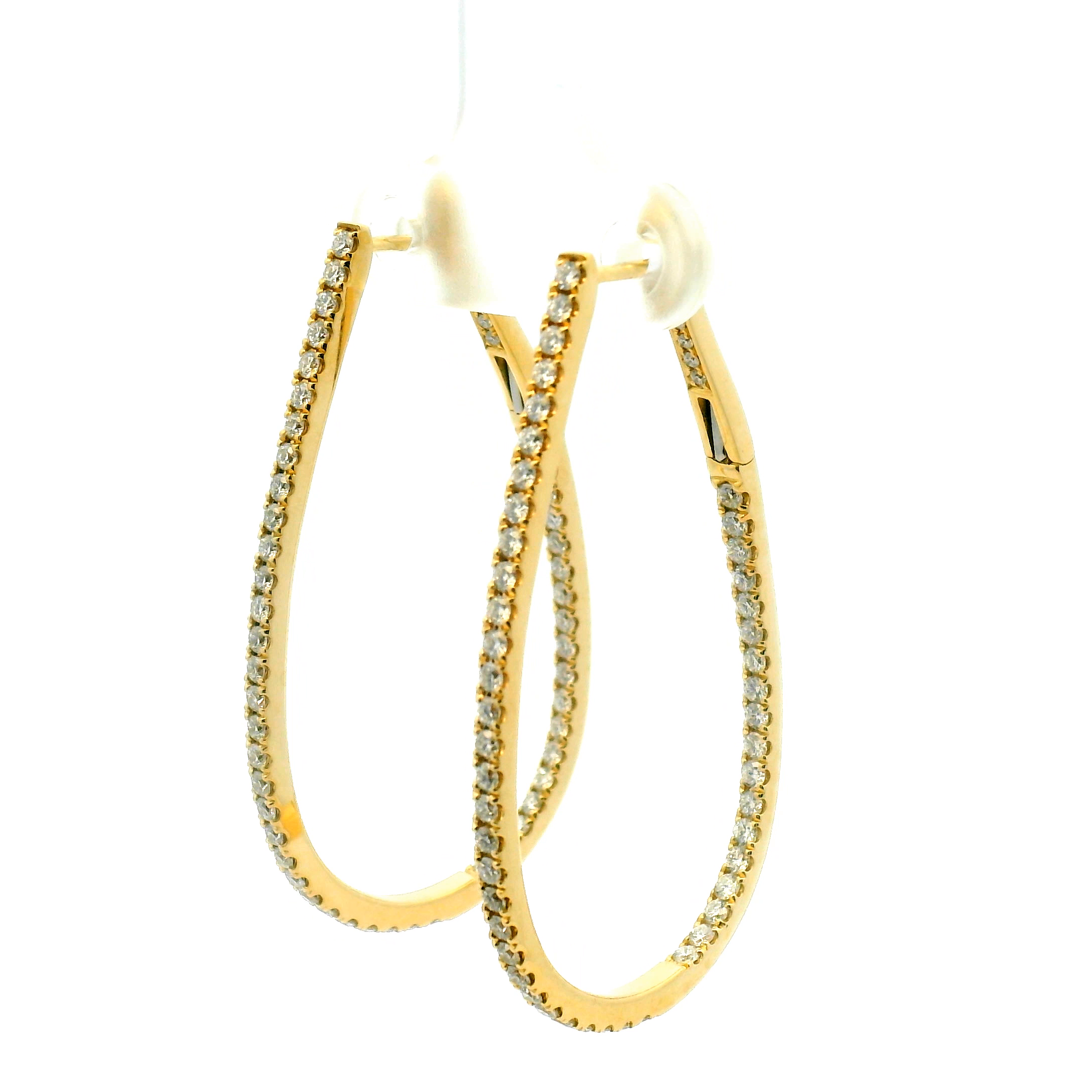 Elongated Inside-Out Diamond Hoop Earrings