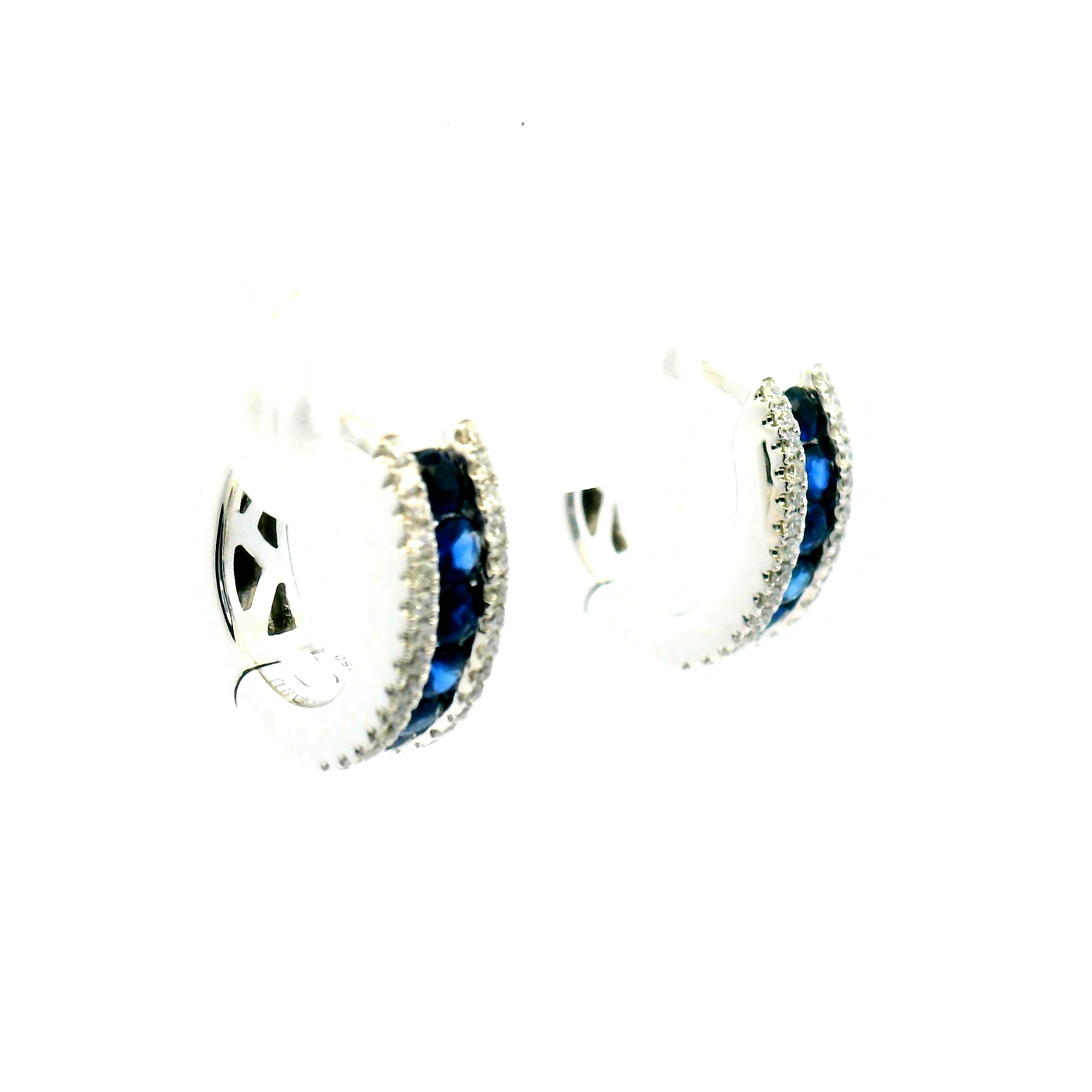 Sapphire and Diamond Hoop Earrings