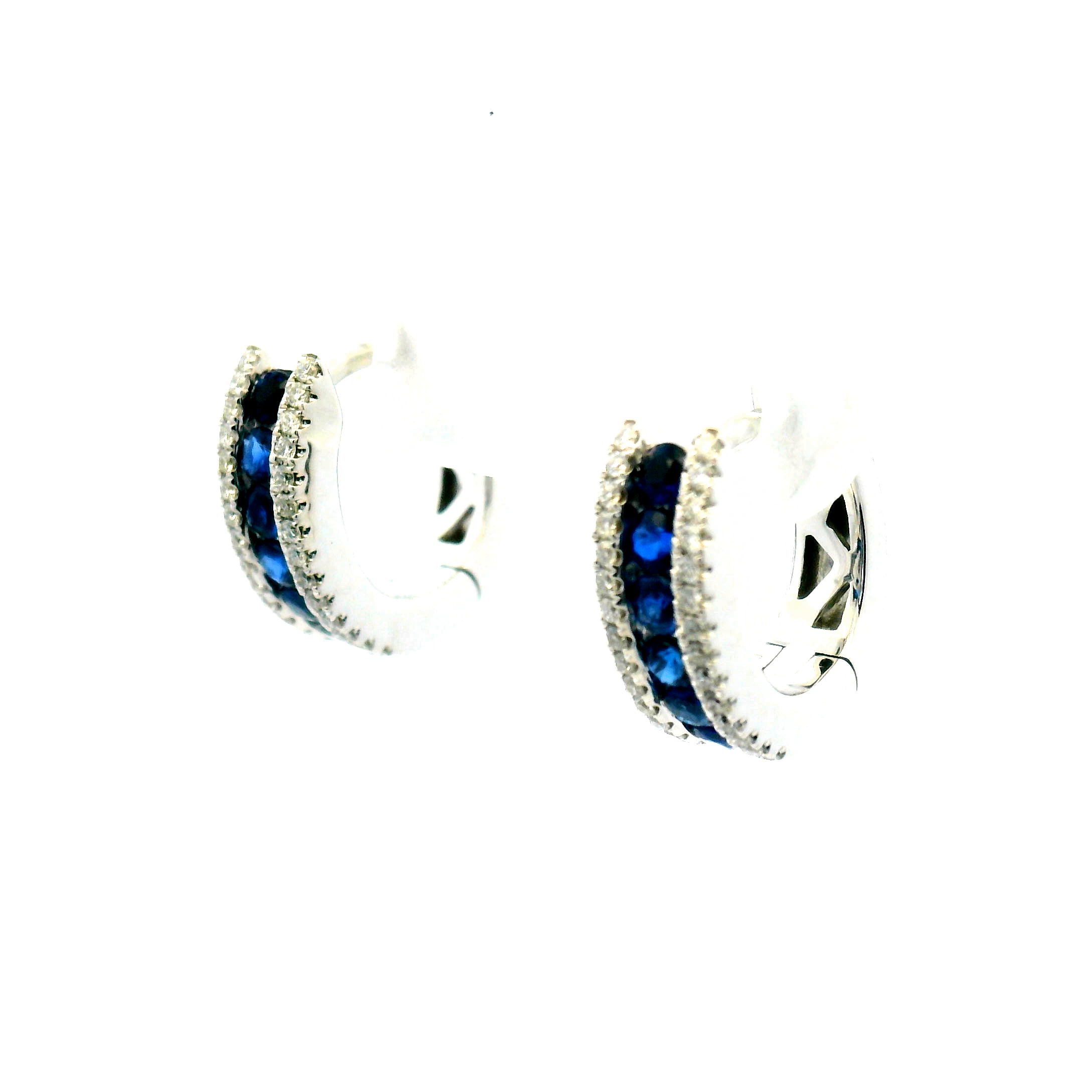 Sapphire and Diamond Hoop Earrings