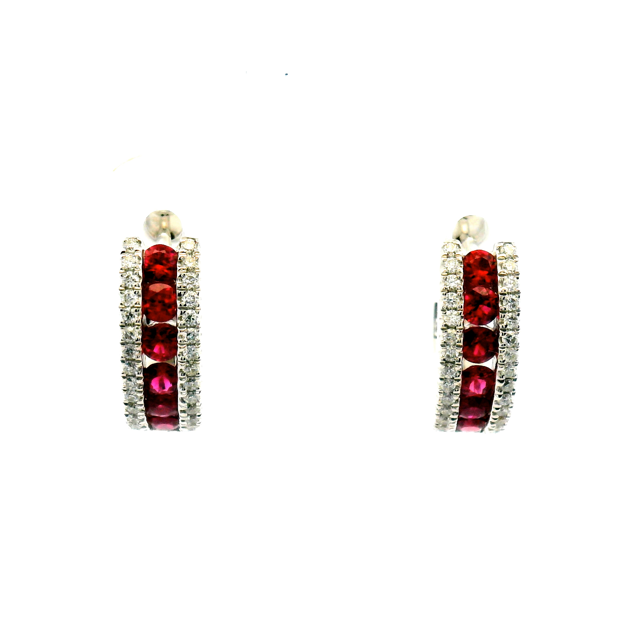 Ruby and Diamond Hoop Earrings