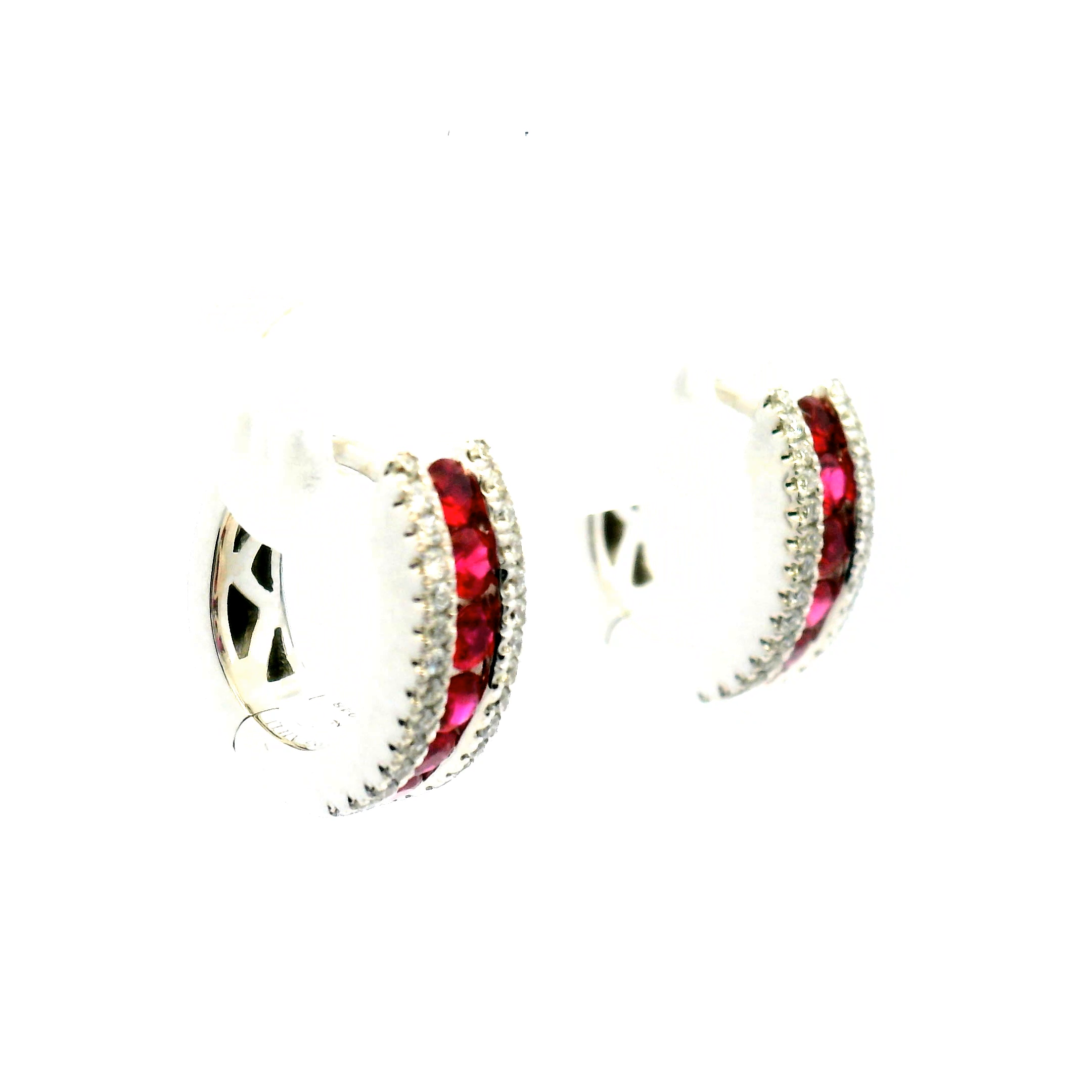 Ruby and Diamond Hoop Earrings