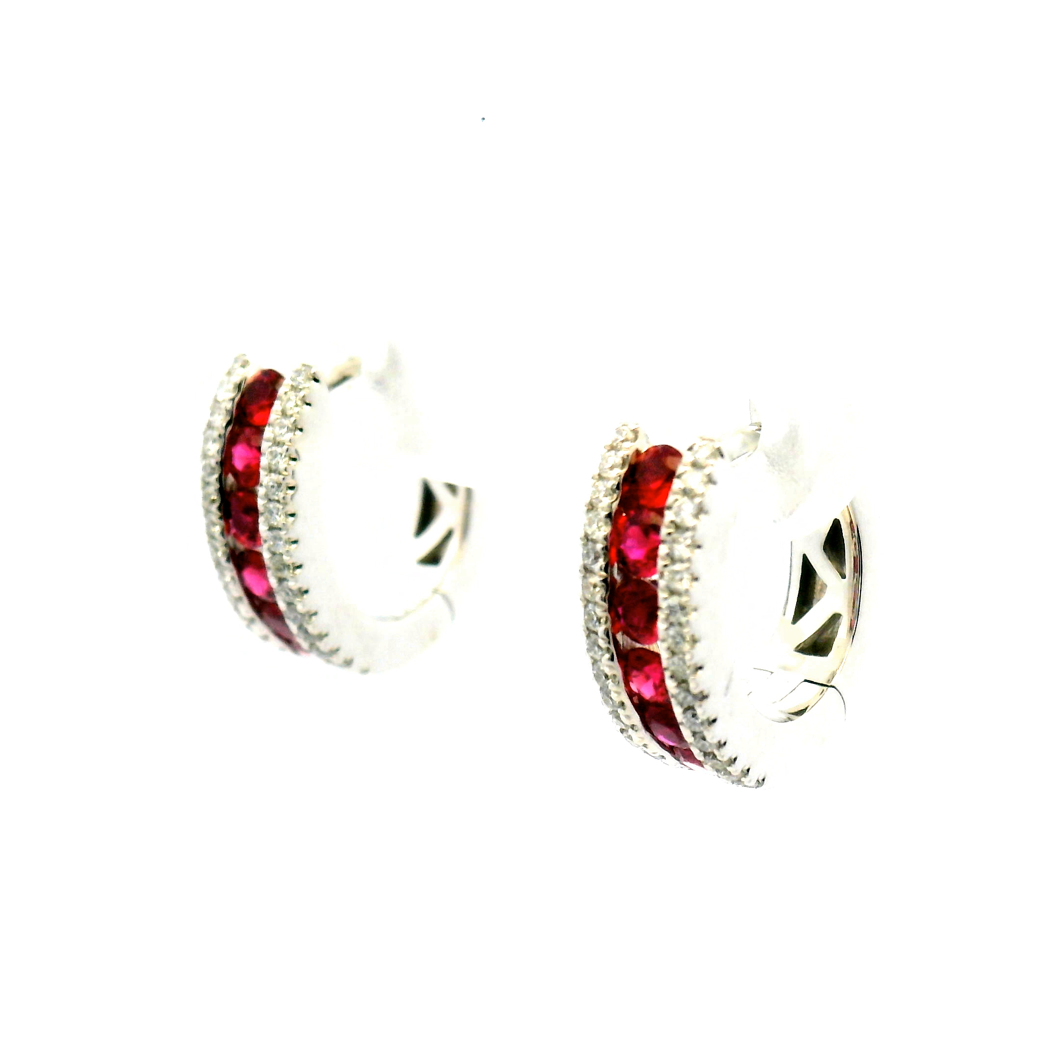 Ruby and Diamond Hoop Earrings