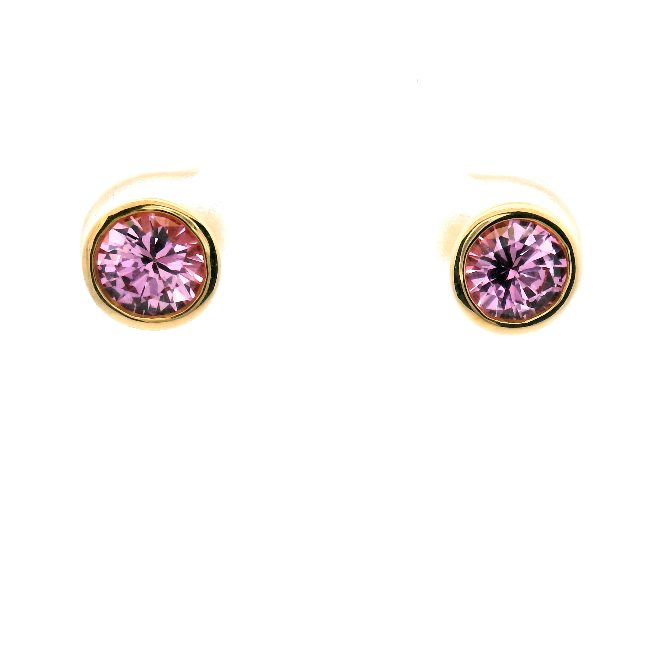 Pink Sapphire Bezel Stud Earrings
