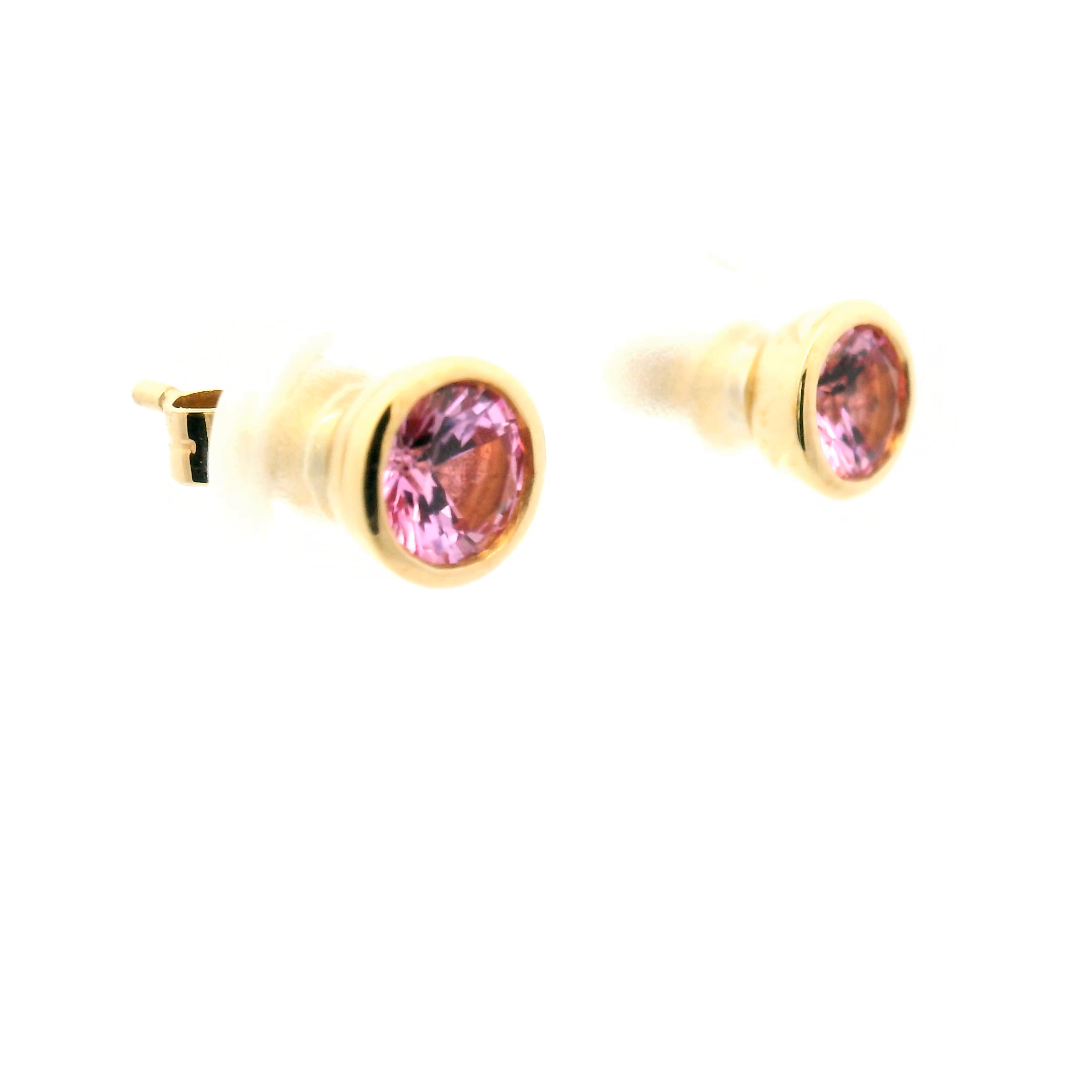 Pink Sapphire Bezel Stud Earrings