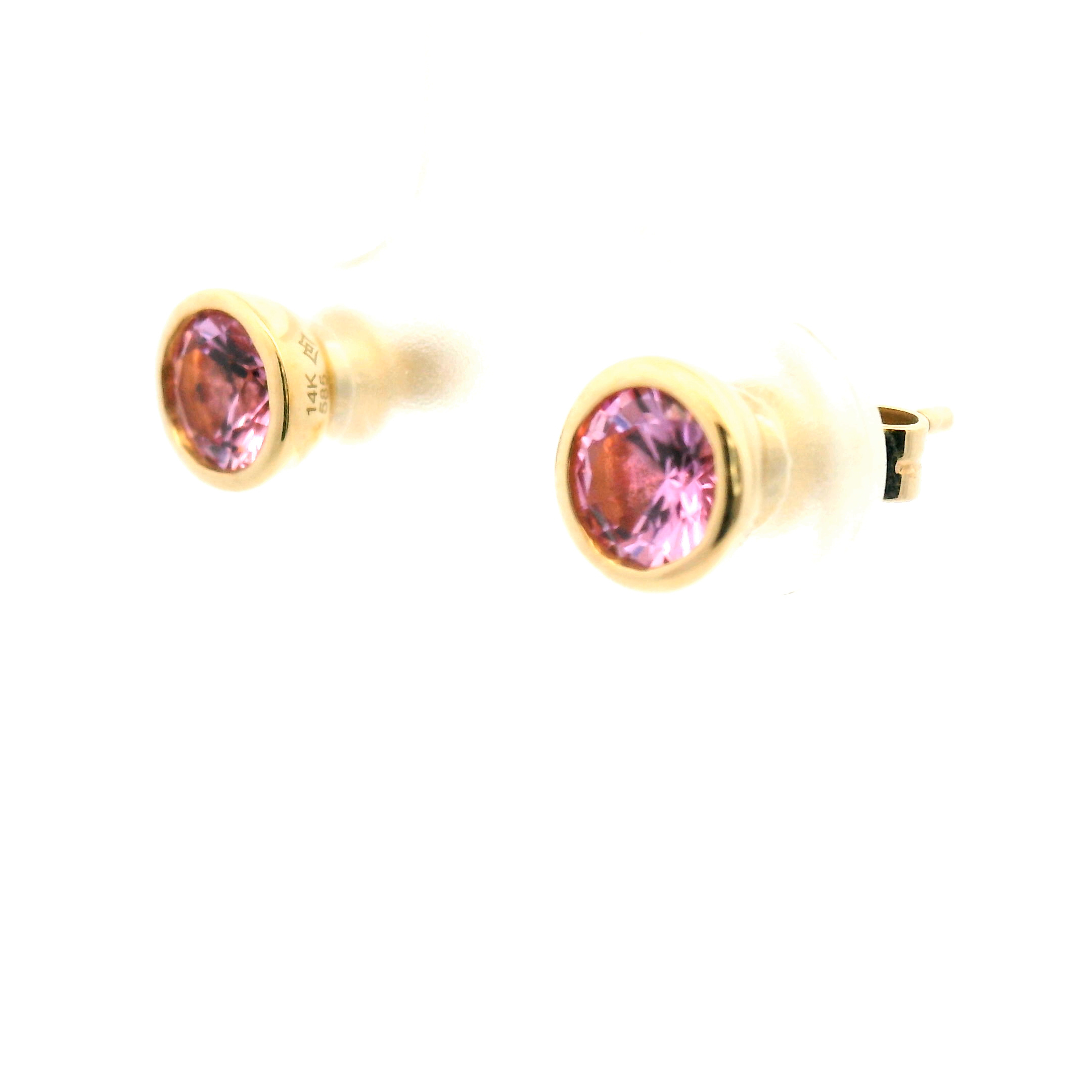 Pink Sapphire Bezel Stud Earrings