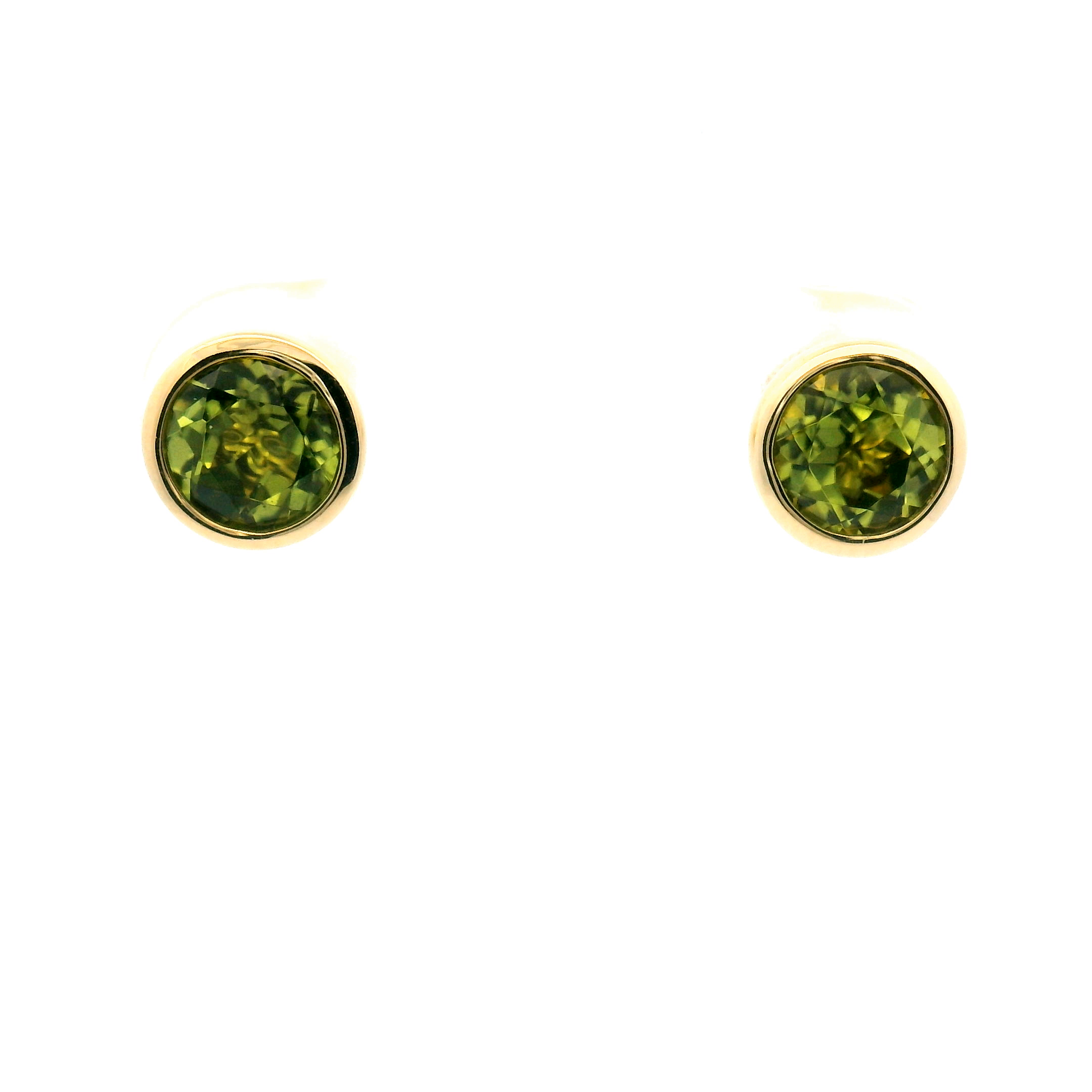 Peridot Bezel Stud Earrings