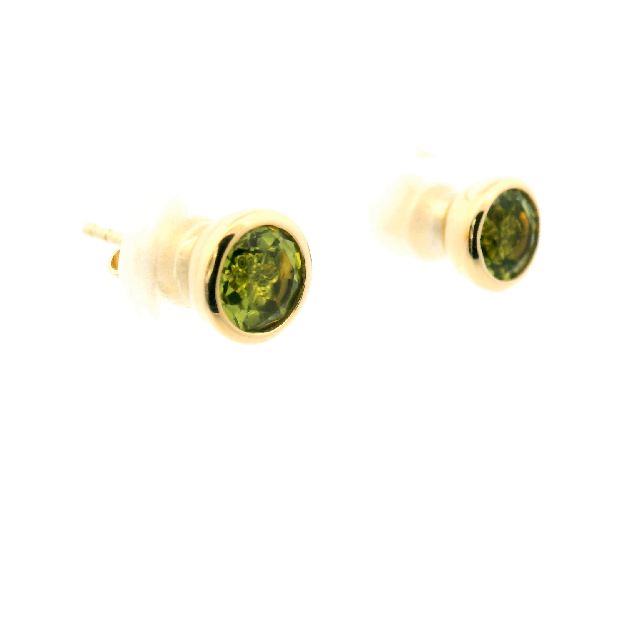 Peridot Bezel Stud Earrings