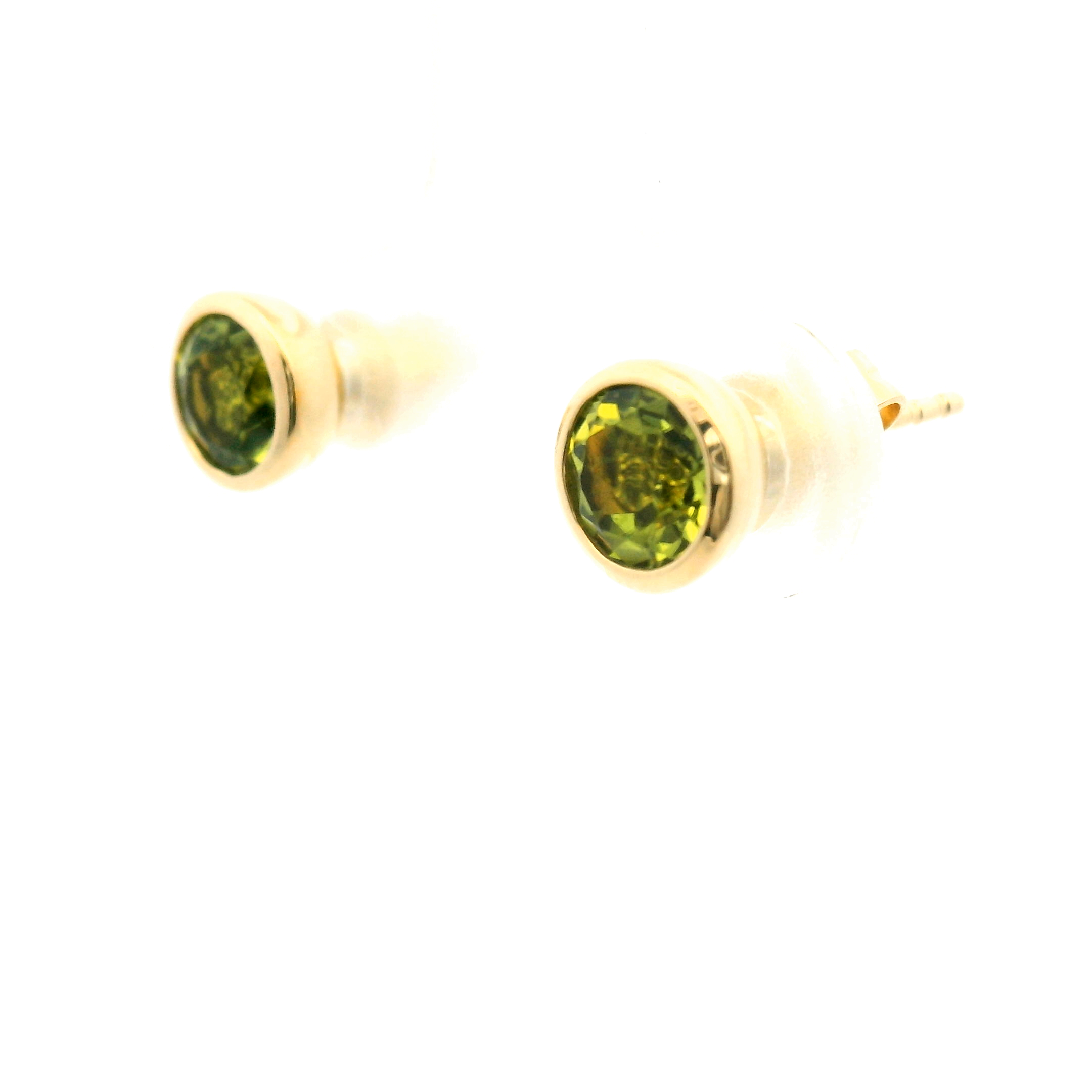 Peridot Bezel Stud Earrings