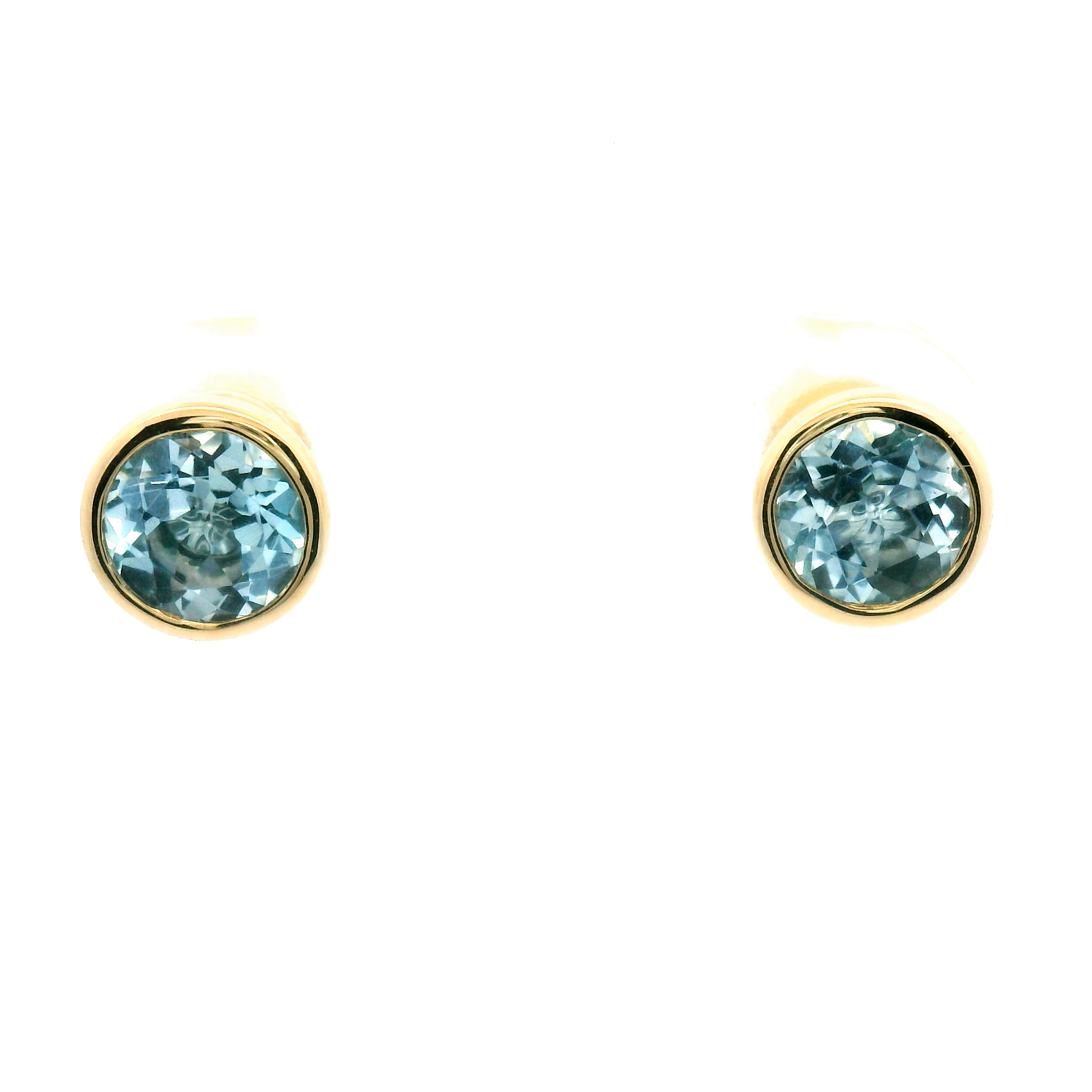 Blue Topaz Bezel Stud Earrings