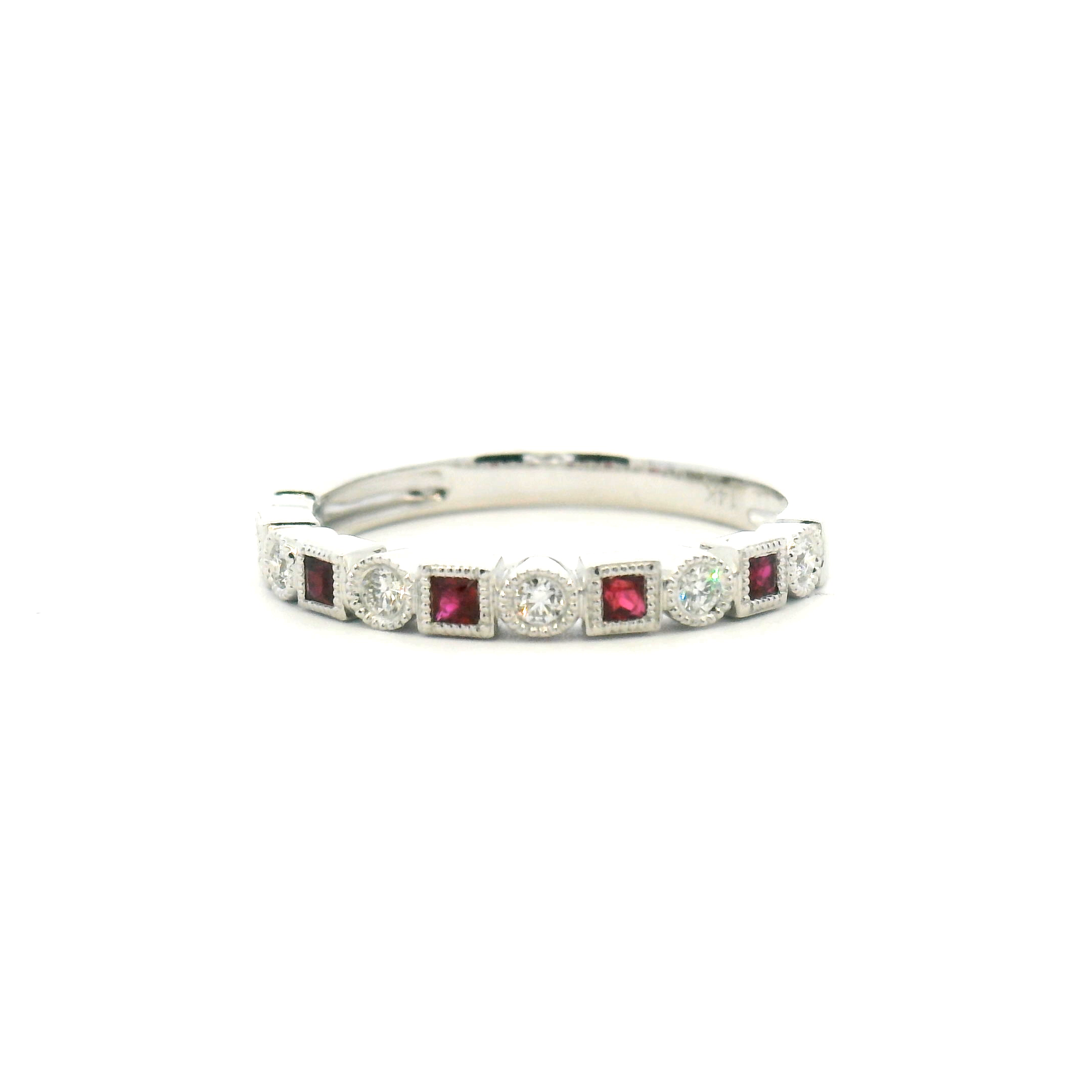 Ruby and Diamond Alternating Stackable Band