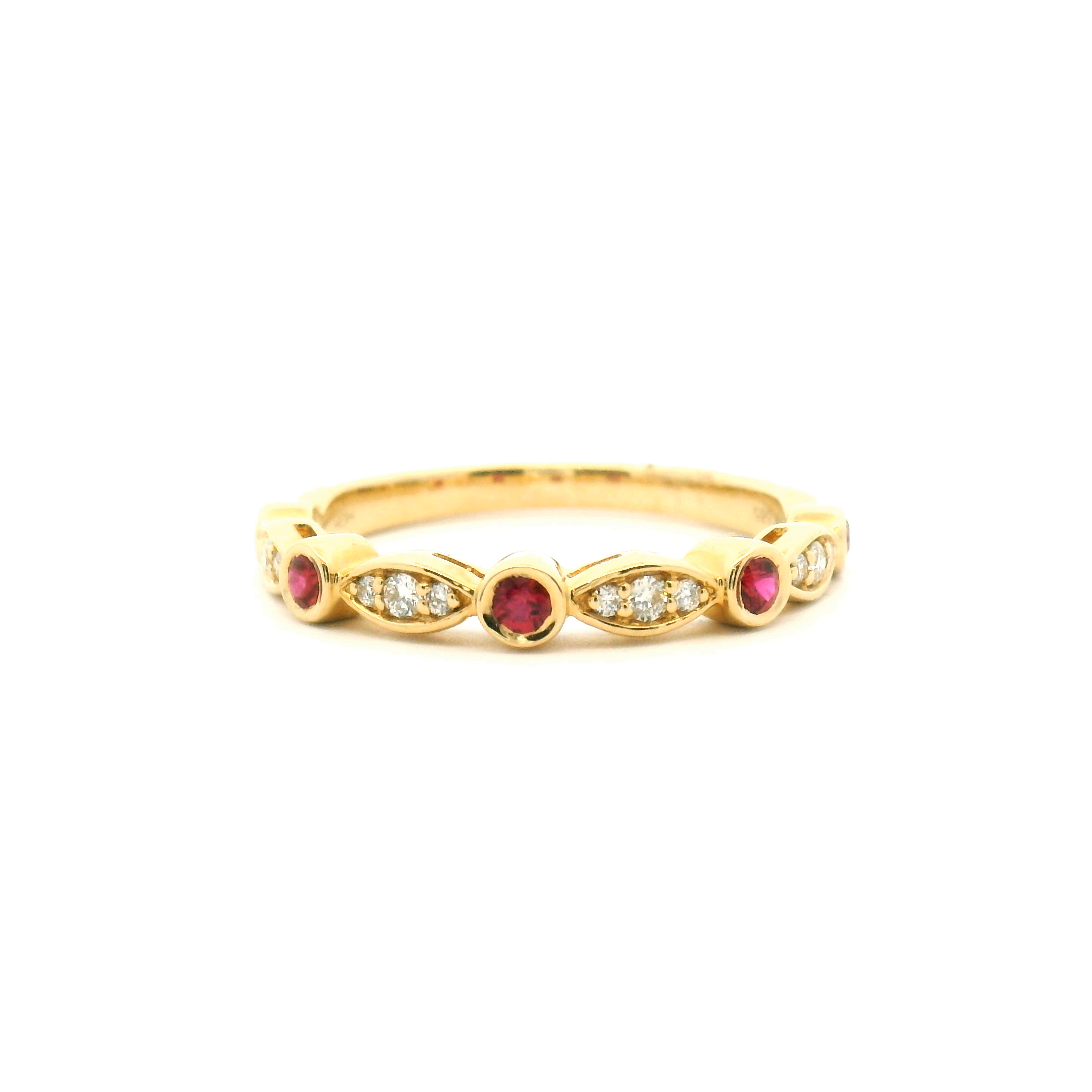 Ruby and Diamond Vintage-Inspired Stackable Band