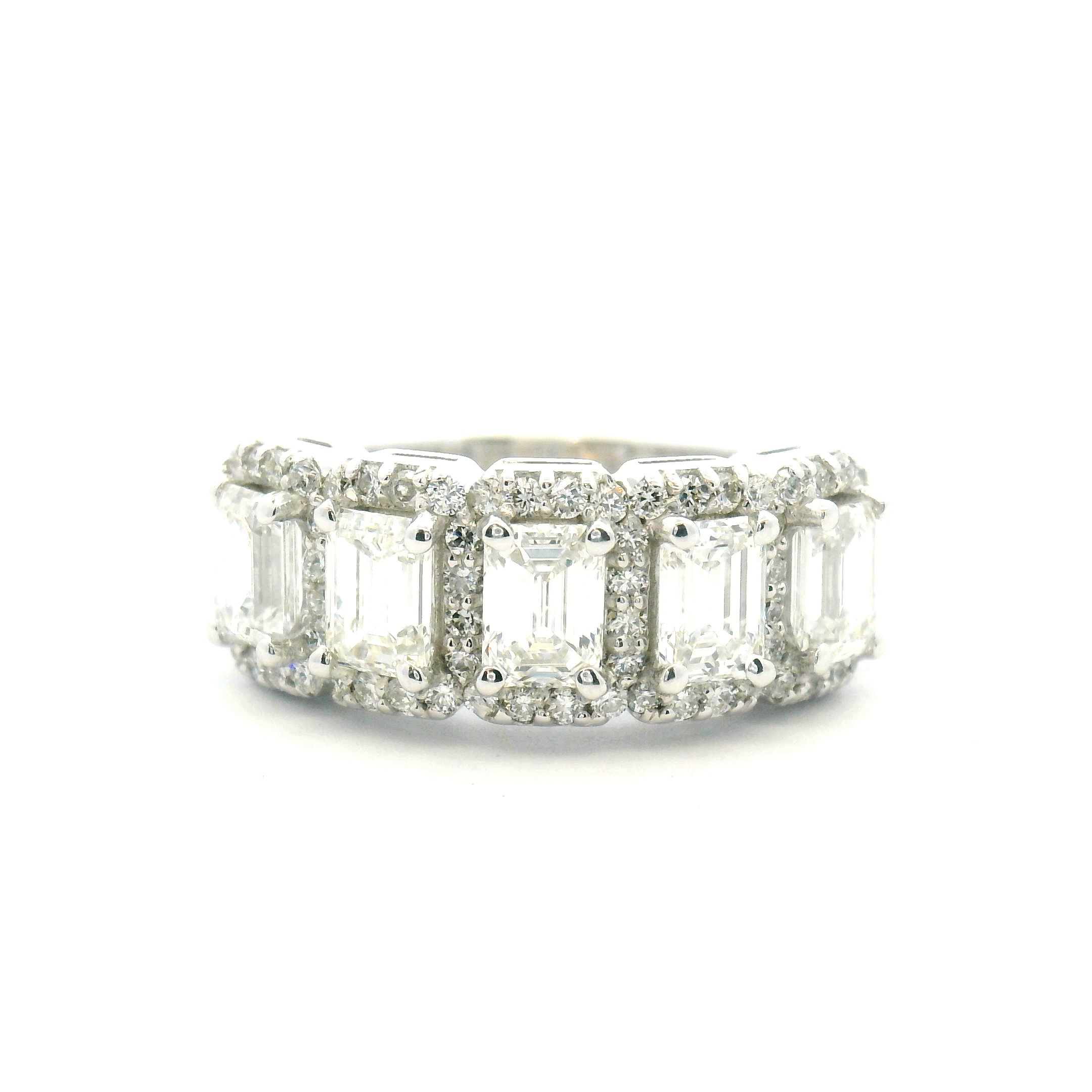 Emerald Cut Diamond Halo Fashion Ring
