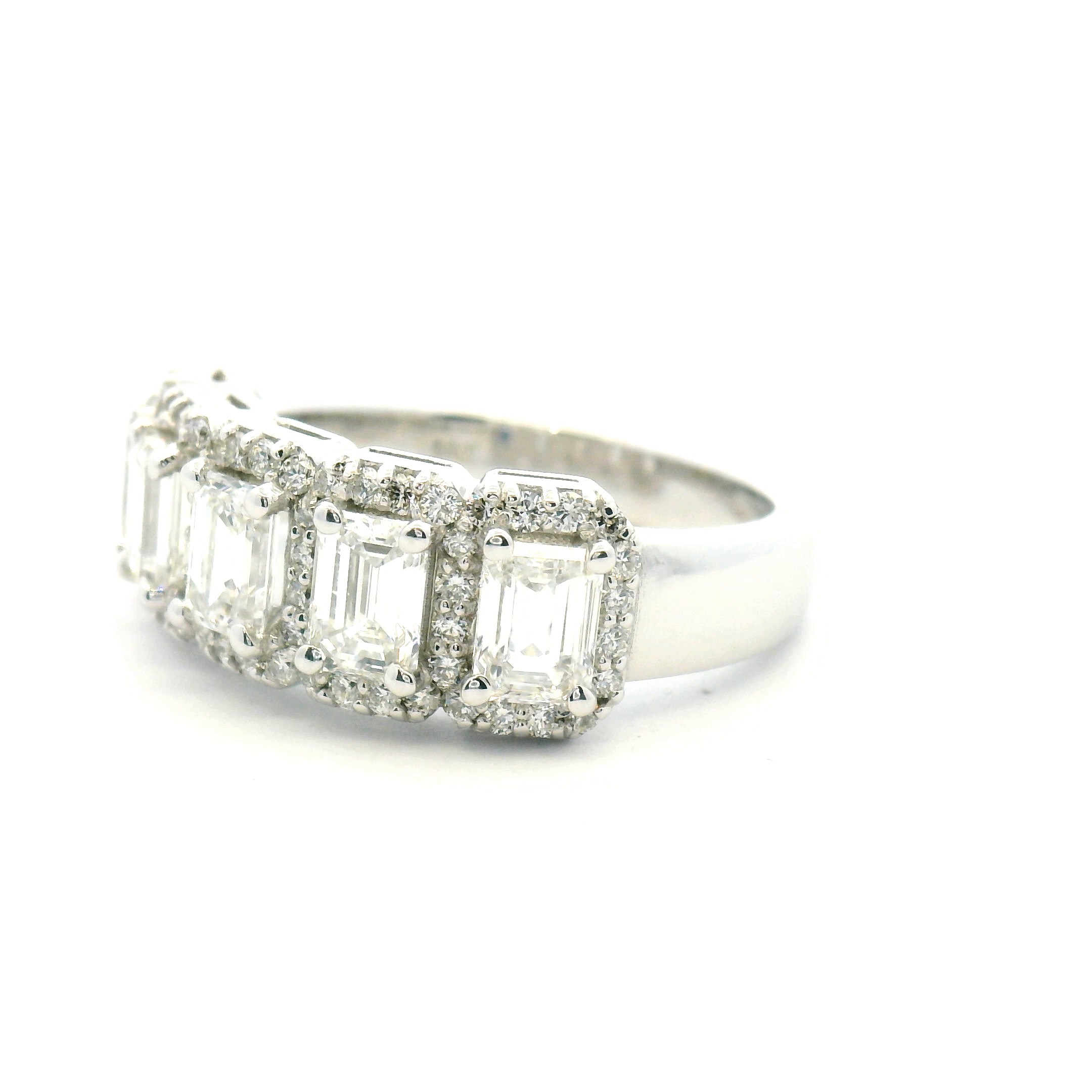 Emerald Cut Diamond Halo Fashion Ring
