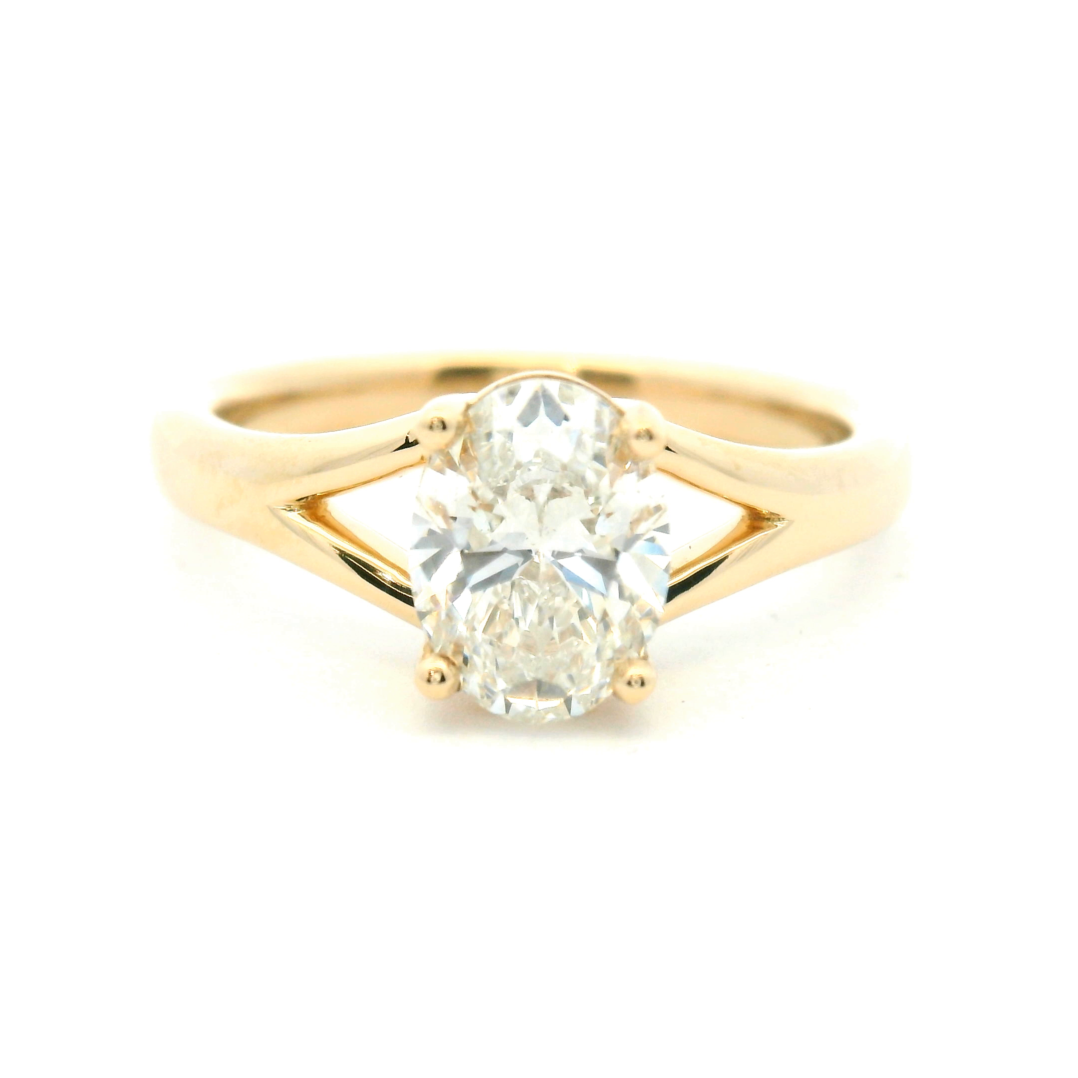 Oval Diamond Split Shank Engagement Ring