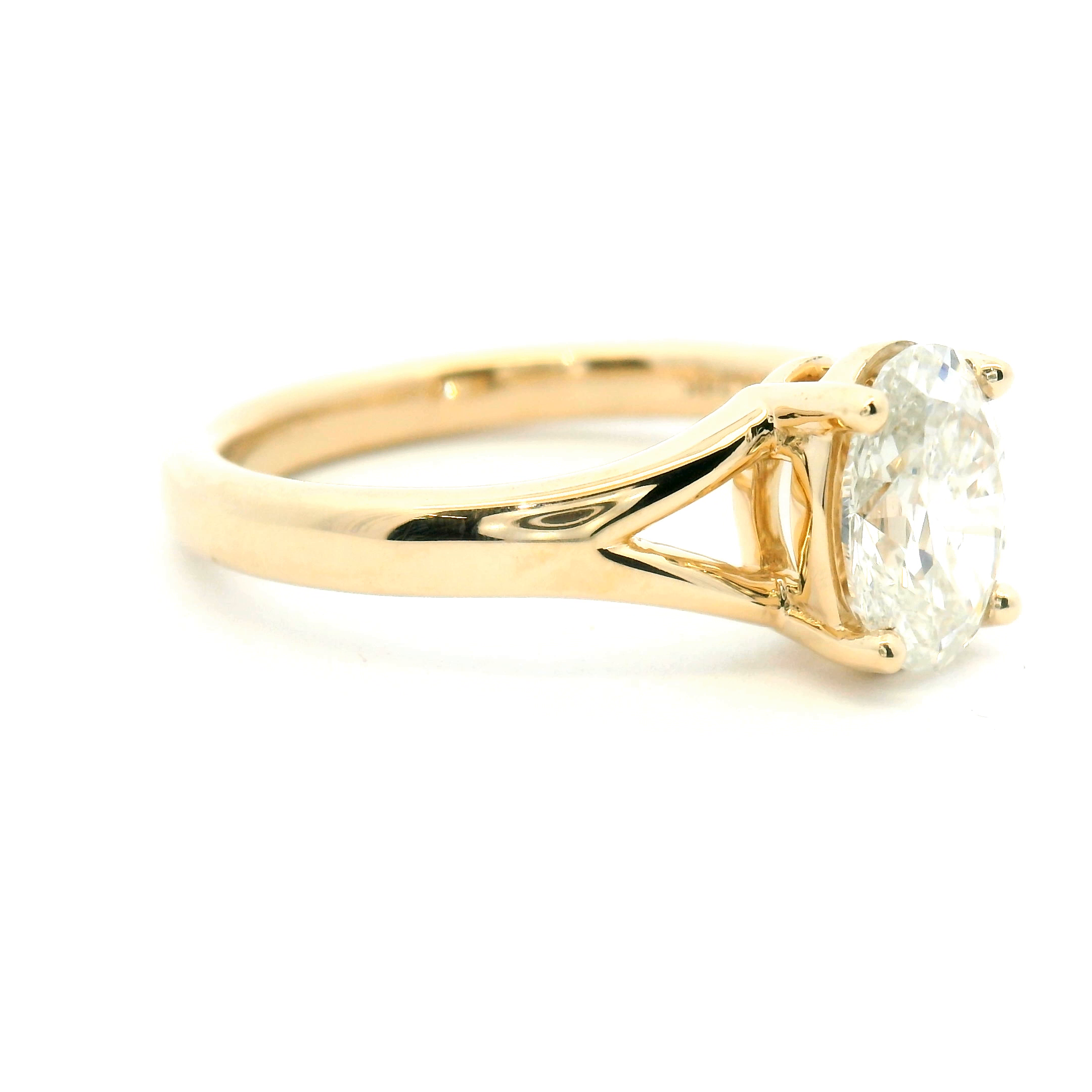 Oval Diamond Split Shank Engagement Ring